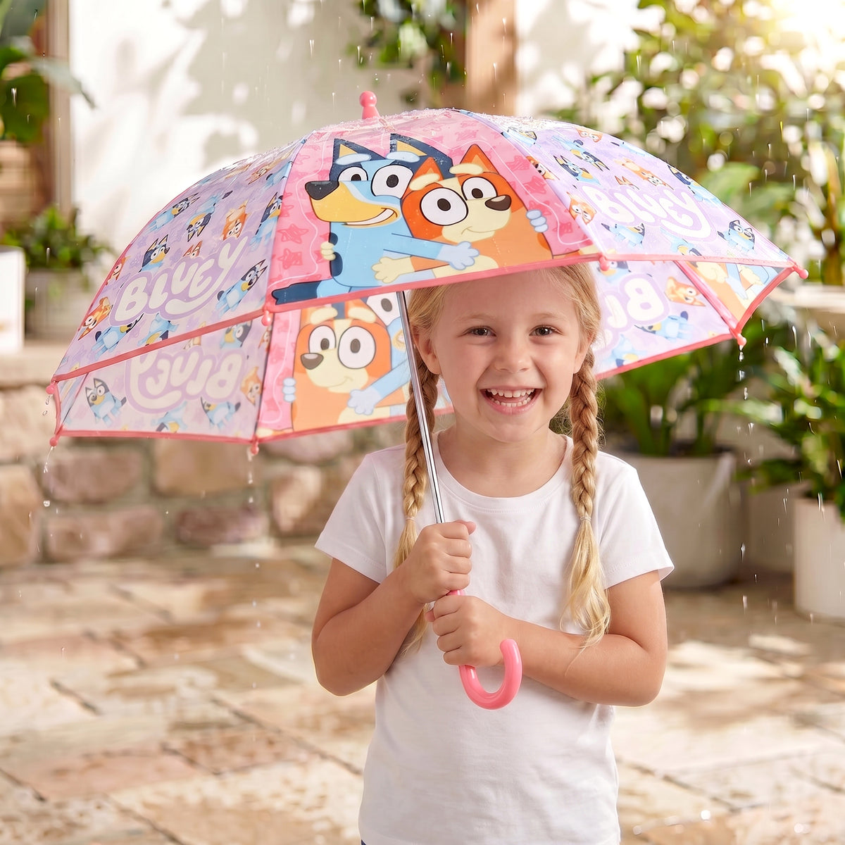 Bluey Kids Clear Dome Umbrella with Transparent See-Through Canopy