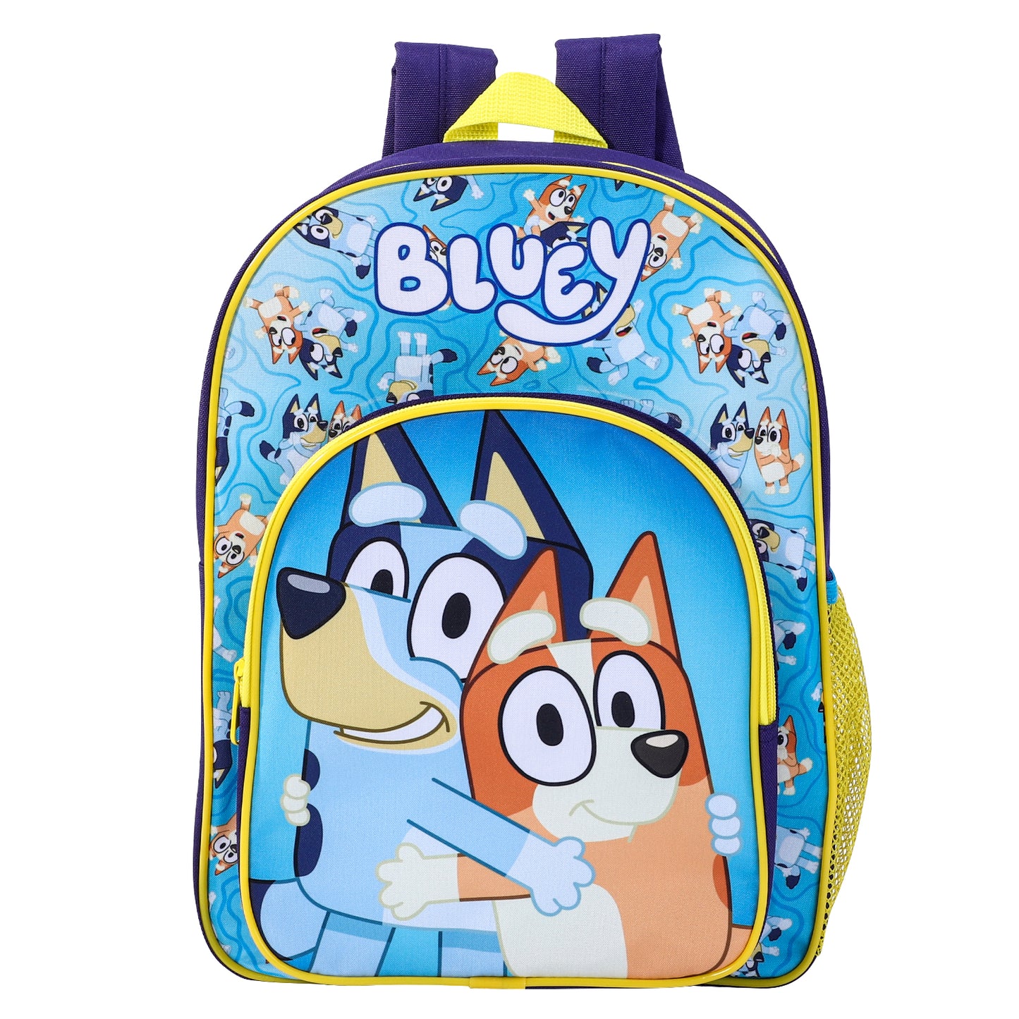 Bluey Kids Childrens Premium Backpack School Rucksack Travel Bag with side mesh pocket and front zipped pocket
