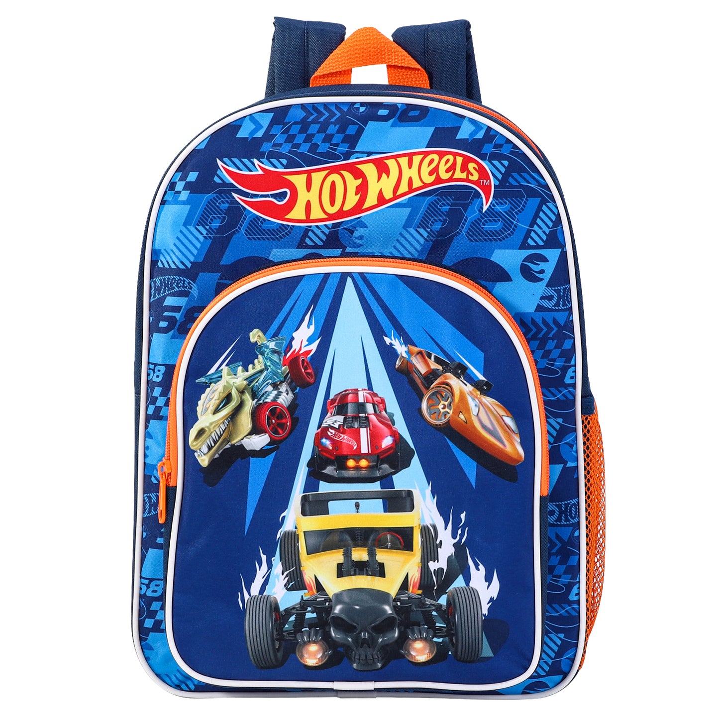 Hot Wheels Kids Childrens Premium Backpack School Rucksack Travel Bag with side mesh pocket and front zipped pocket