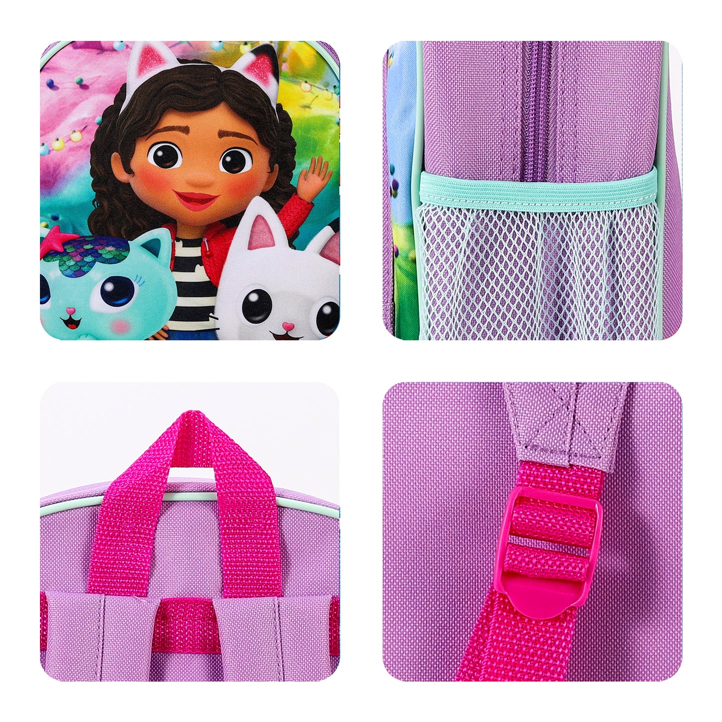 Gabby's Dollhouse Childrens Backpack Bag Boys Girls with side mesh pocket