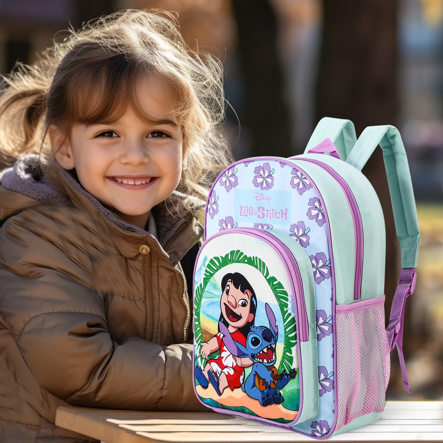 Lilo & Stitch Childrens Backpack Bag Boys Girls with side mesh pocket