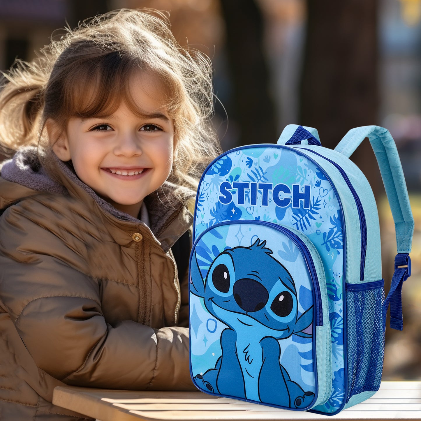 Stitch Childrens Backpack Bag Boys Girls with side mesh pocket