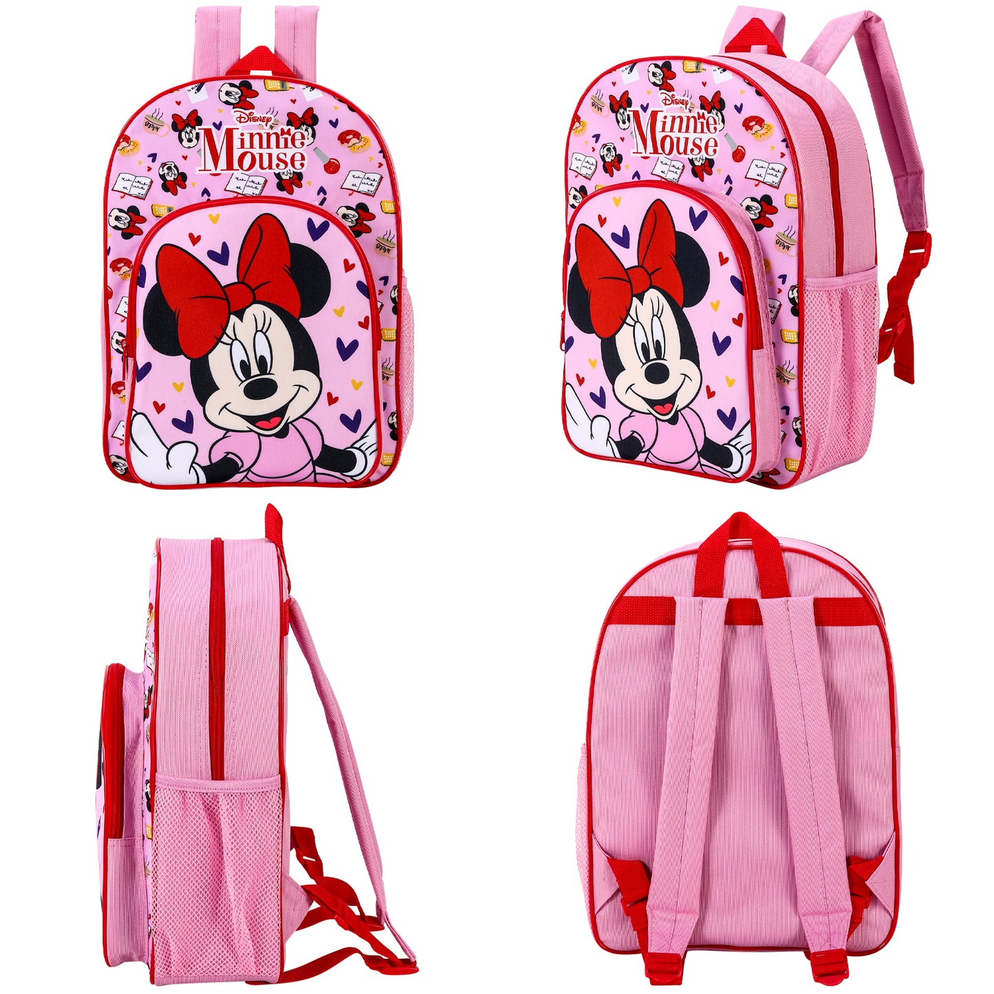 Minnie Mouse Childrens Backpack Bag Boys Girls with side mesh pocket