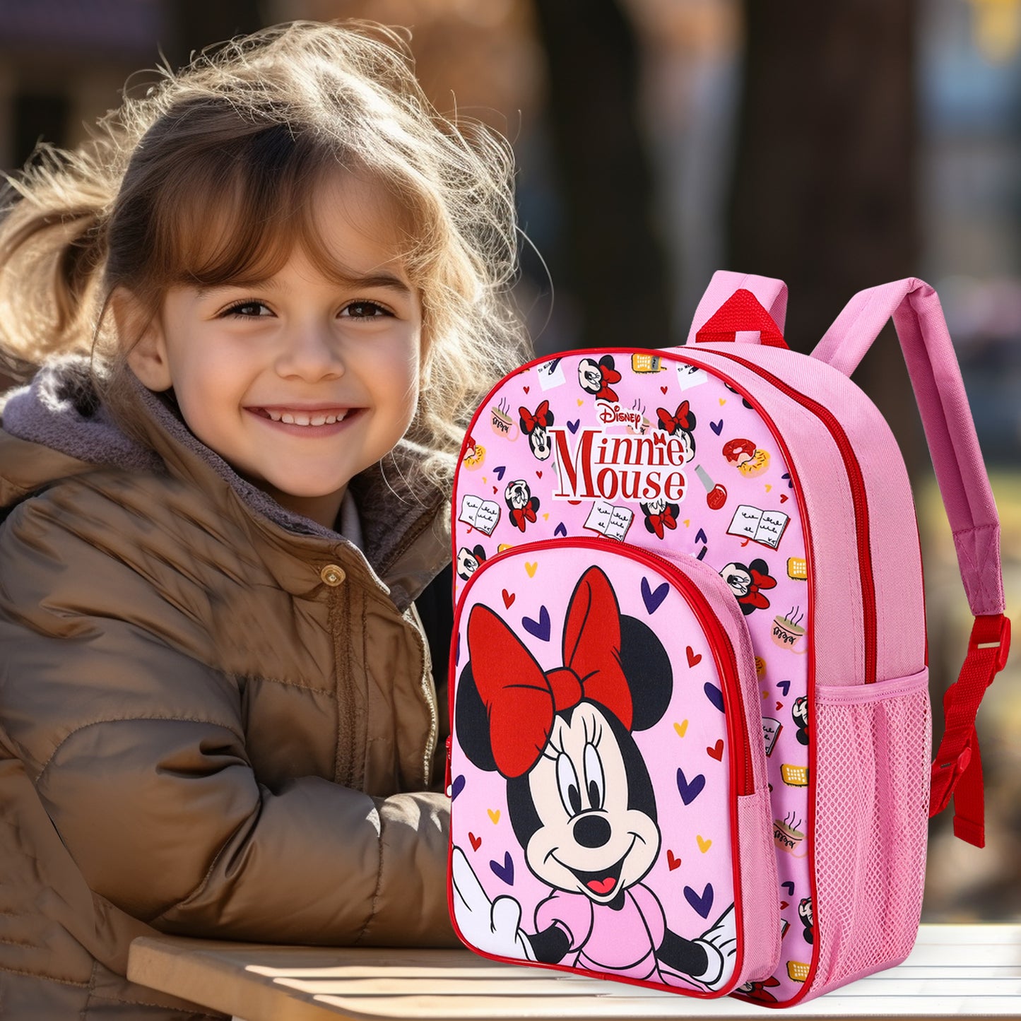 Minnie Mouse Childrens Backpack Bag Boys Girls with side mesh pocket
