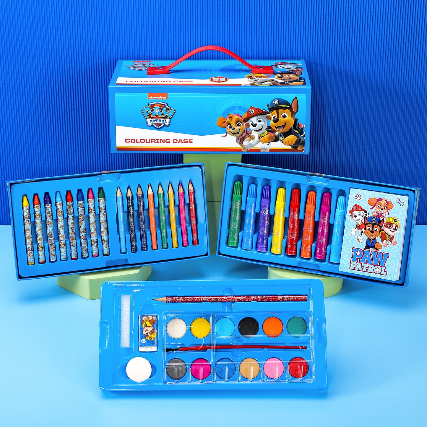 Paw Patrol Boy 52pc Kids Colouring Sets with Watercolour Felt Tip Pens Crayons and Pencils Travel Set for Children