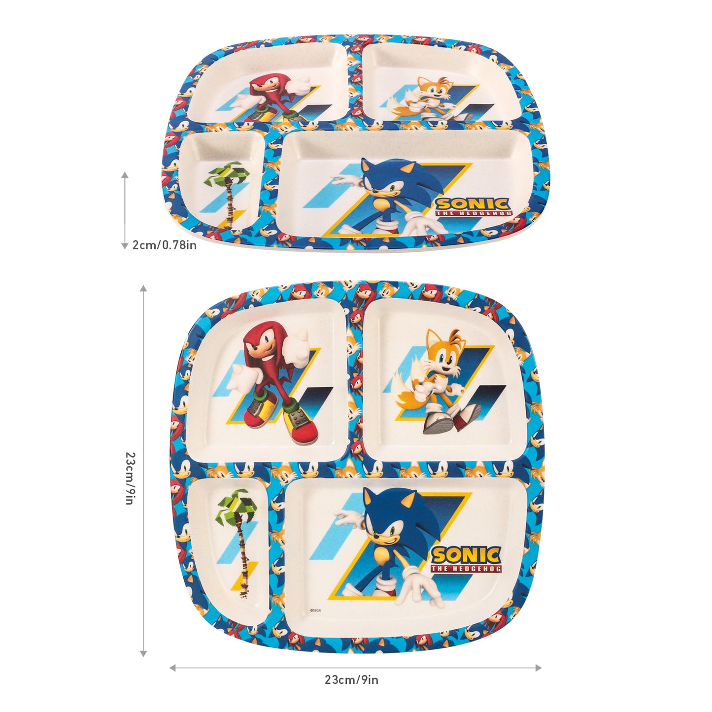 Sonic the Hedgehog 4 Section Childrens Divided Breakfast Lunch Dinner Plate