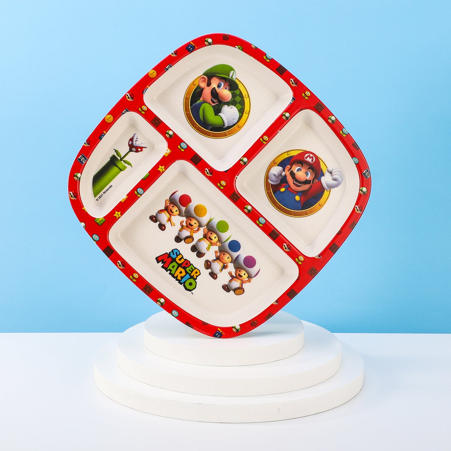 Super Mario 4 Section Childrens Divided Breakfast Lunch Dinner Plate