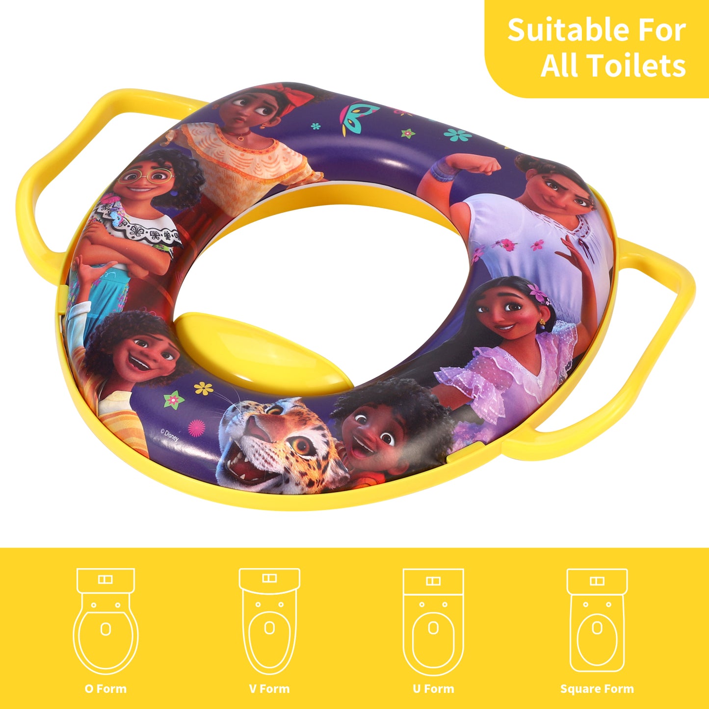 Encanto Soft Padded Potty Toilet Training Seat with Handles for Toddlers Kids Children, Portable for Travel & Easy to Clean