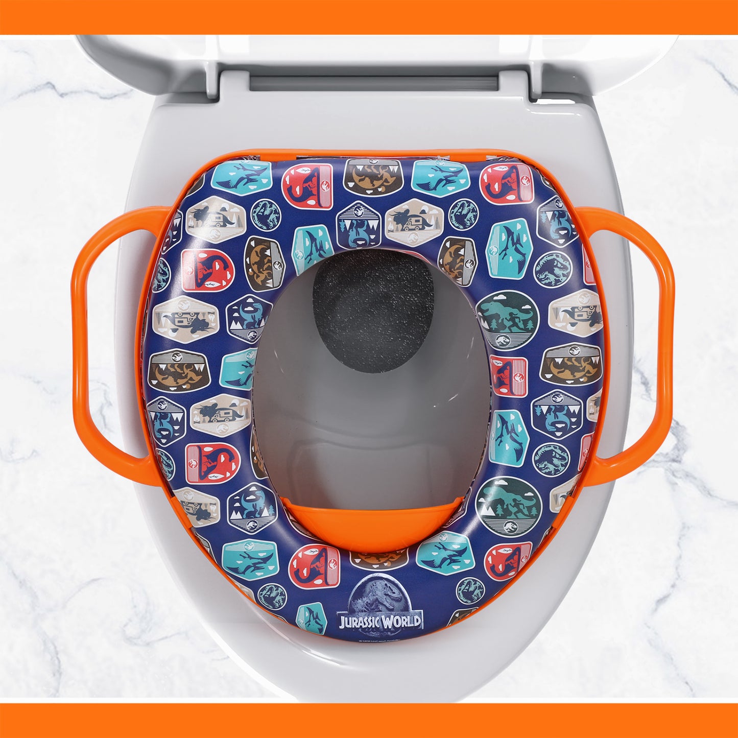 Jurassic World Soft Padded Potty Toilet Training Seat with Handles for Toddlers Kids Children, Portable for Travel & Easy to Clean