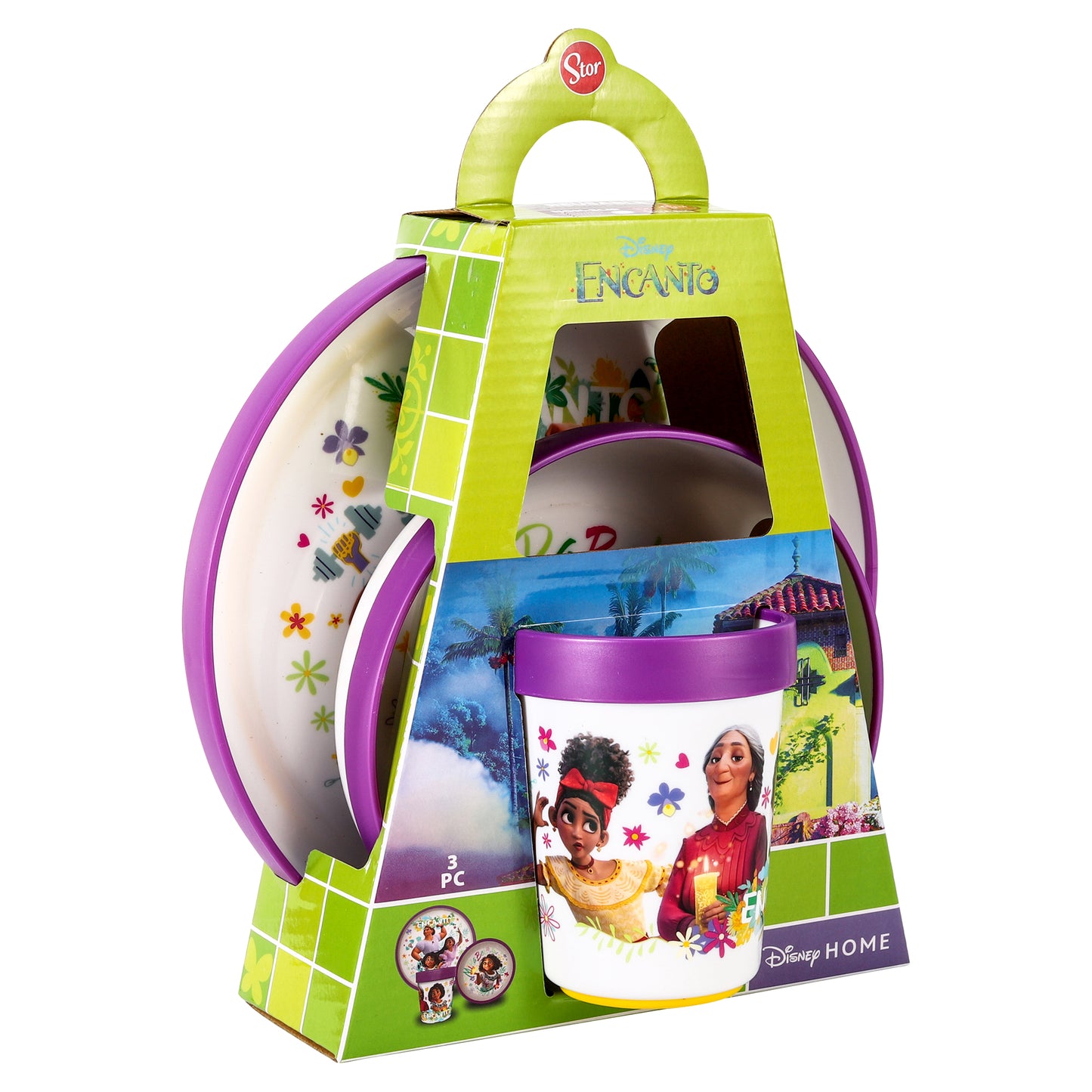 Encanto 3pcs Bicolor Premium Kids Dinner Tableware Set Plate, Bowl & Tumbler, BPA Free