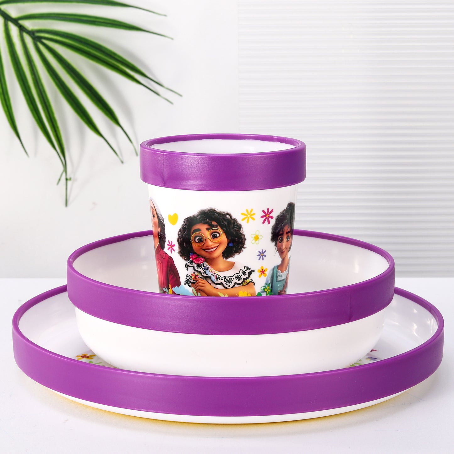 Encanto 3pcs Bicolor Premium Kids Dinner Tableware Set Plate, Bowl & Tumbler, BPA Free