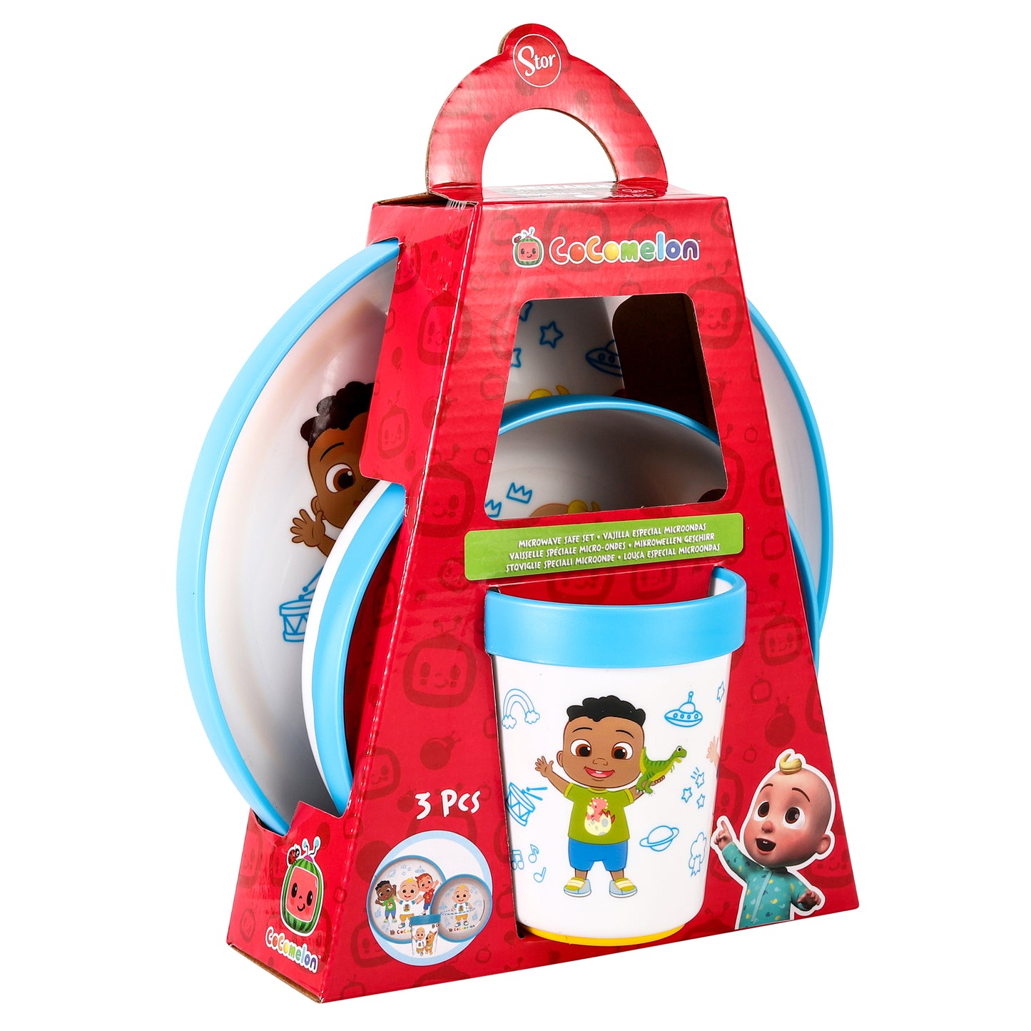 Cocomelon 3pcs Bicolor Premium Kids Dinner Tableware Set Plate, Bowl & Tumbler, BPA Free