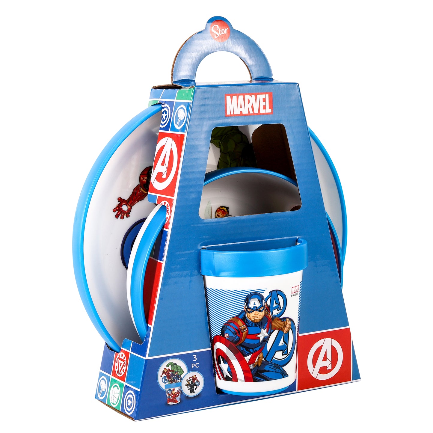 Avengers 3pcs Bicolor Premium Kids Dinner Tableware Set Plate, Bowl & Tumbler, BPA Free