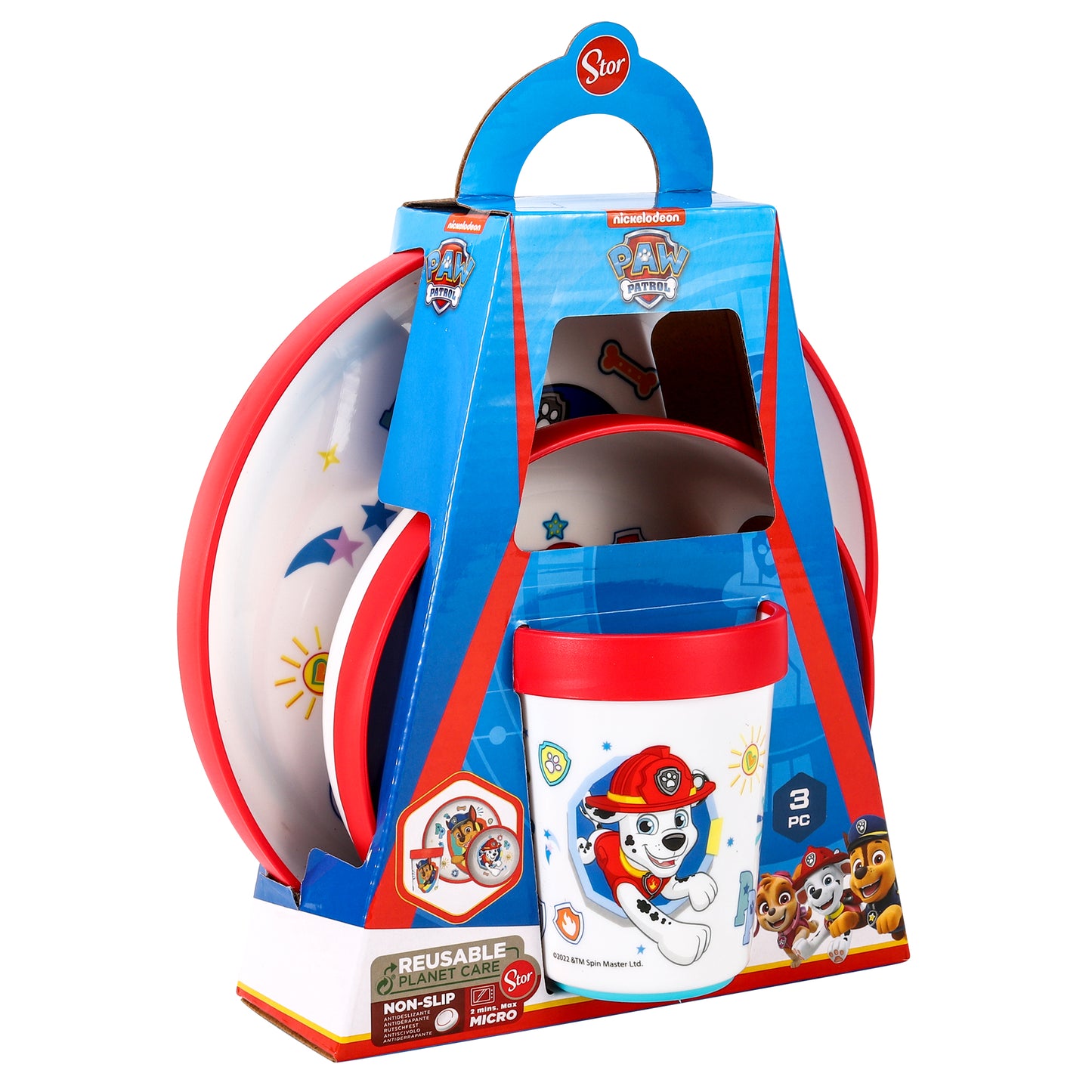 Paw Patrol 3pcs Bicolor Premium Kids Dinner Tableware Set Plate, Bowl & Tumbler, BPA Free