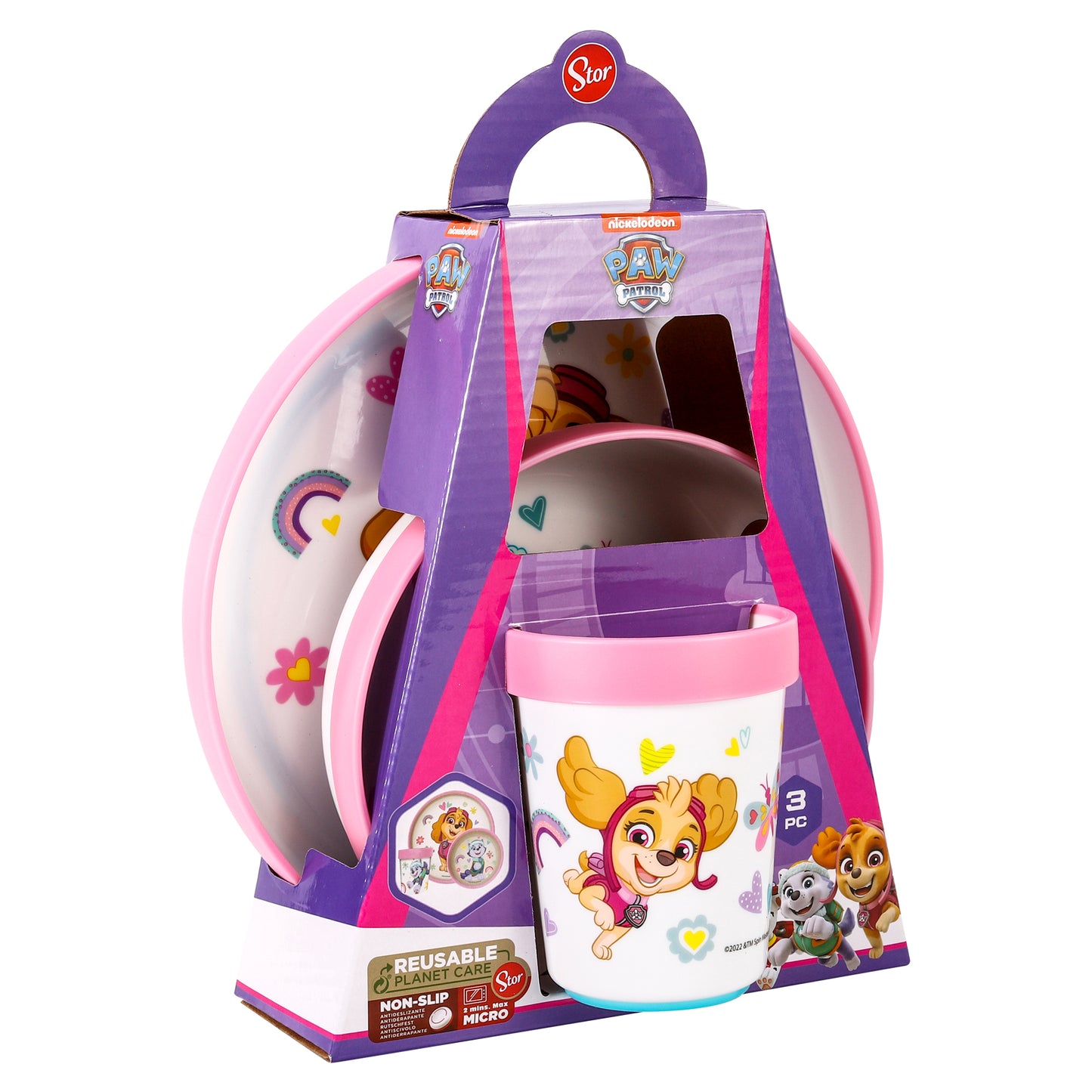 Paw Patrol 3pcs Bicolor Premium Kids Dinner Tableware Set Plate, Bowl & Tumbler, BPA Free