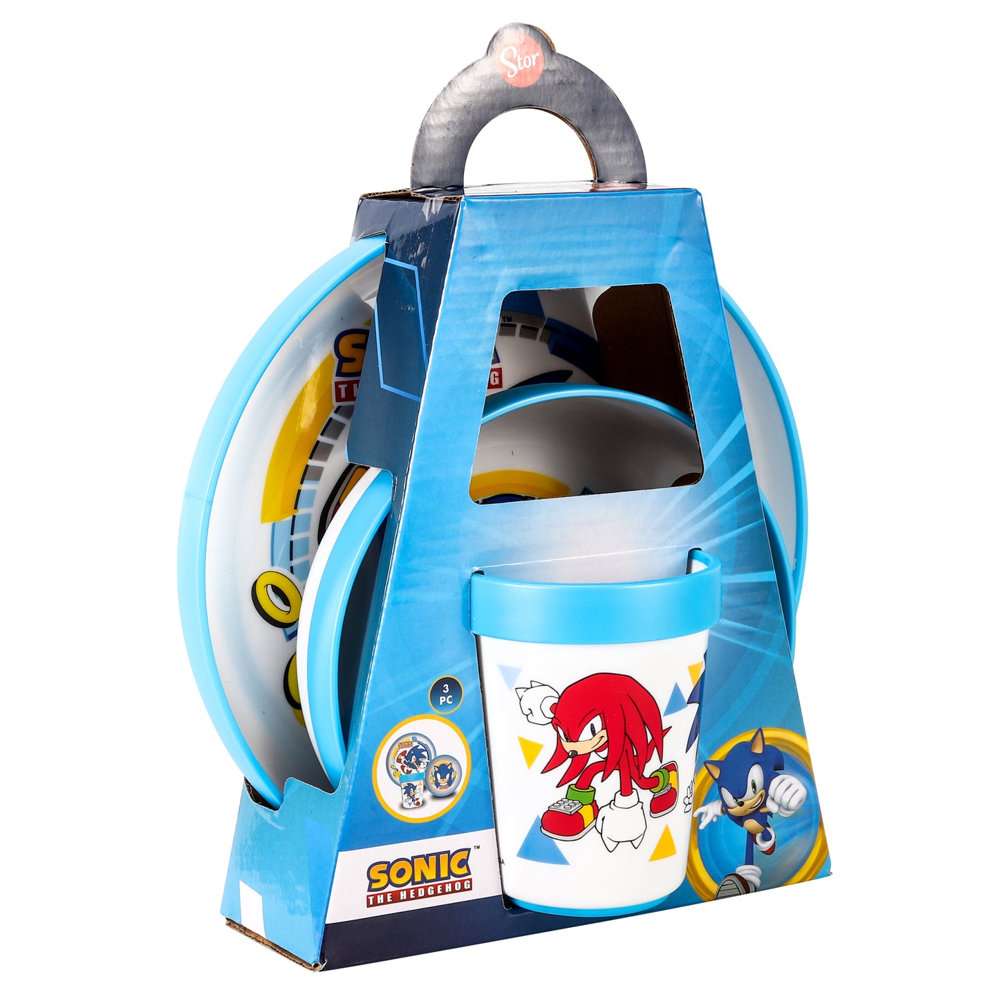 Sonic the Hedgehog 3pcs Bicolor Premium Kids Dinner Tableware Set Plate, Bowl & Tumbler, BPA Free