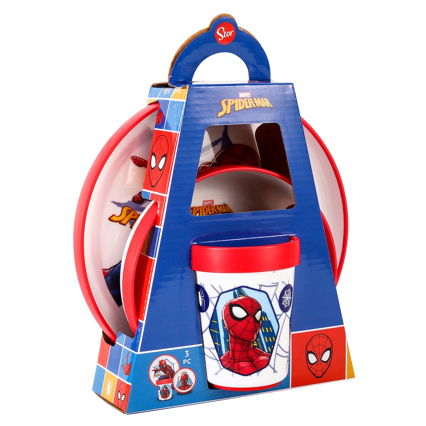 Spiderman 3pcs Bicolor Premium Kids Dinner Tableware Set Plate, Bowl & Tumbler, BPA Free