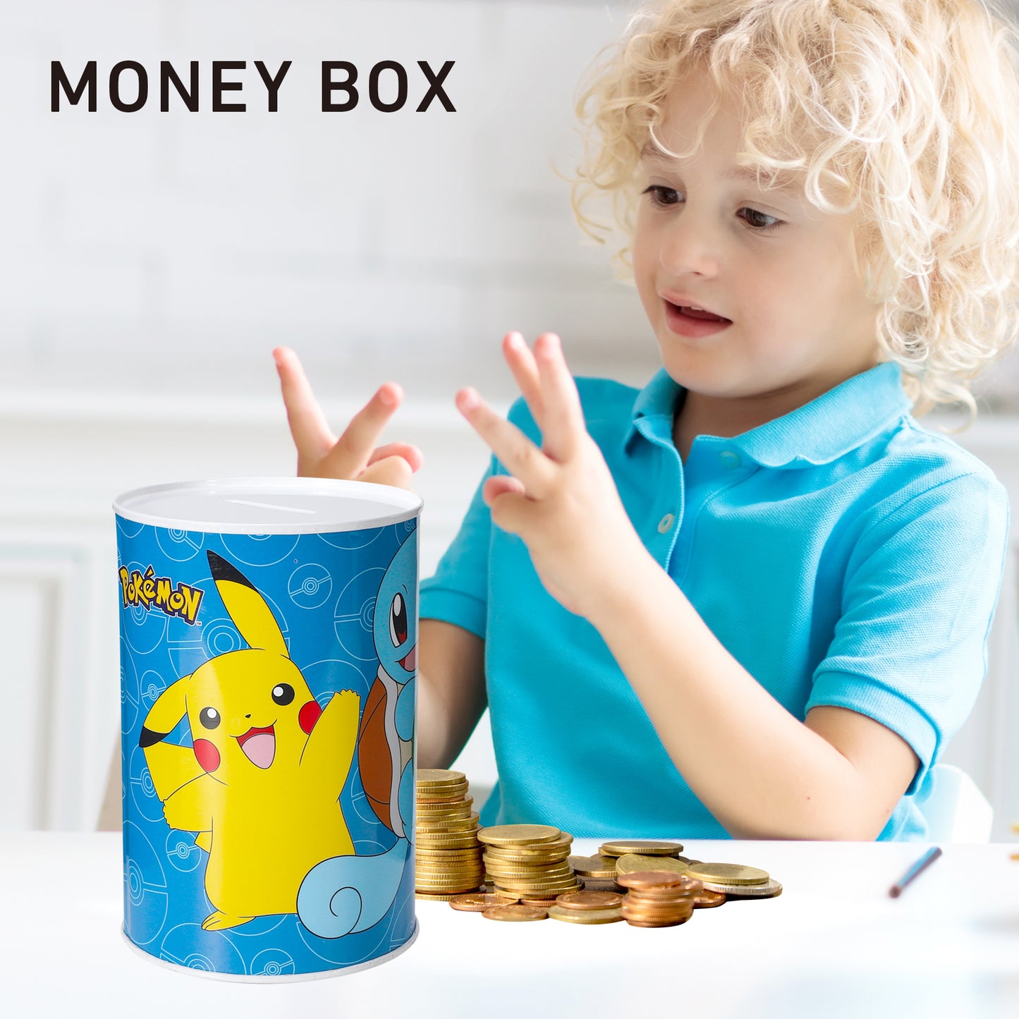 PoKéMoN Kids Money Piggy Bank Coin Saving Cash Tin Metal Box Boys Girls Multicolour