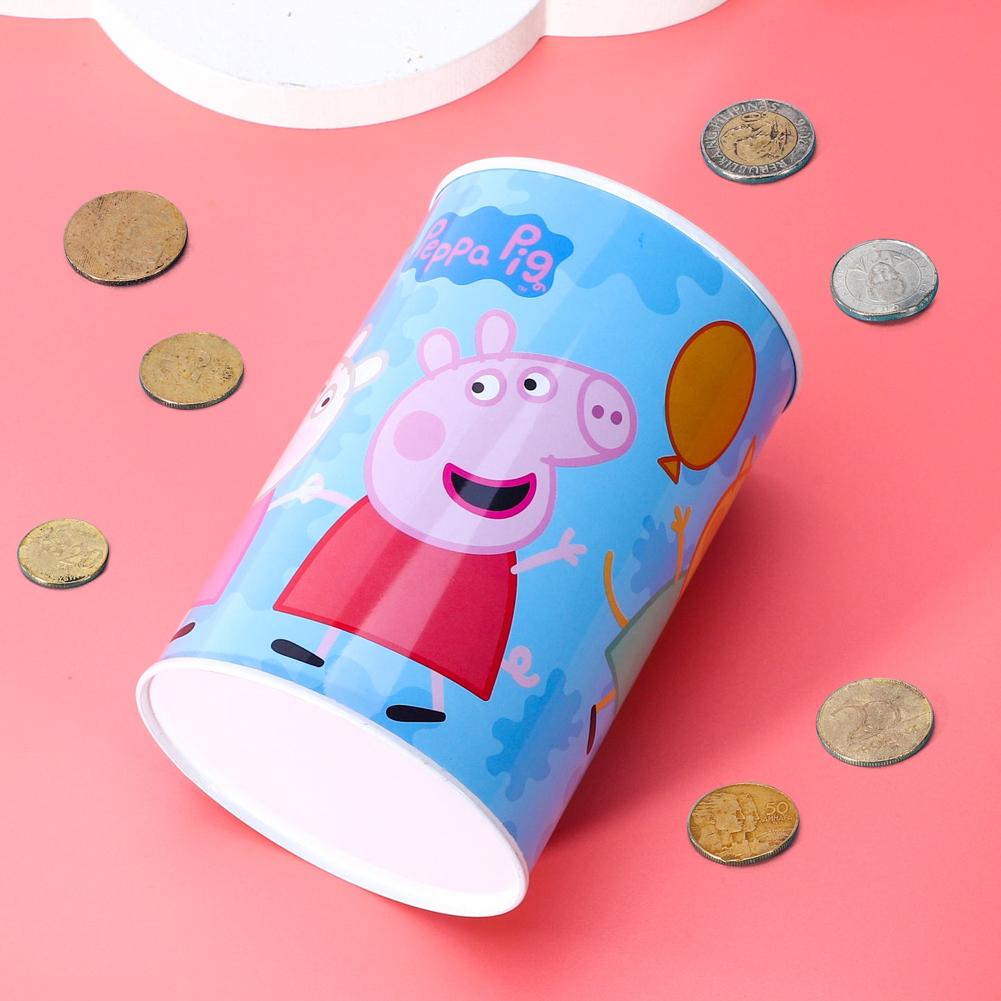 Peppa Pig Kids Money Piggy Bank Coin Saving Cash Tin Metal Box Boys Girls Multicolour
