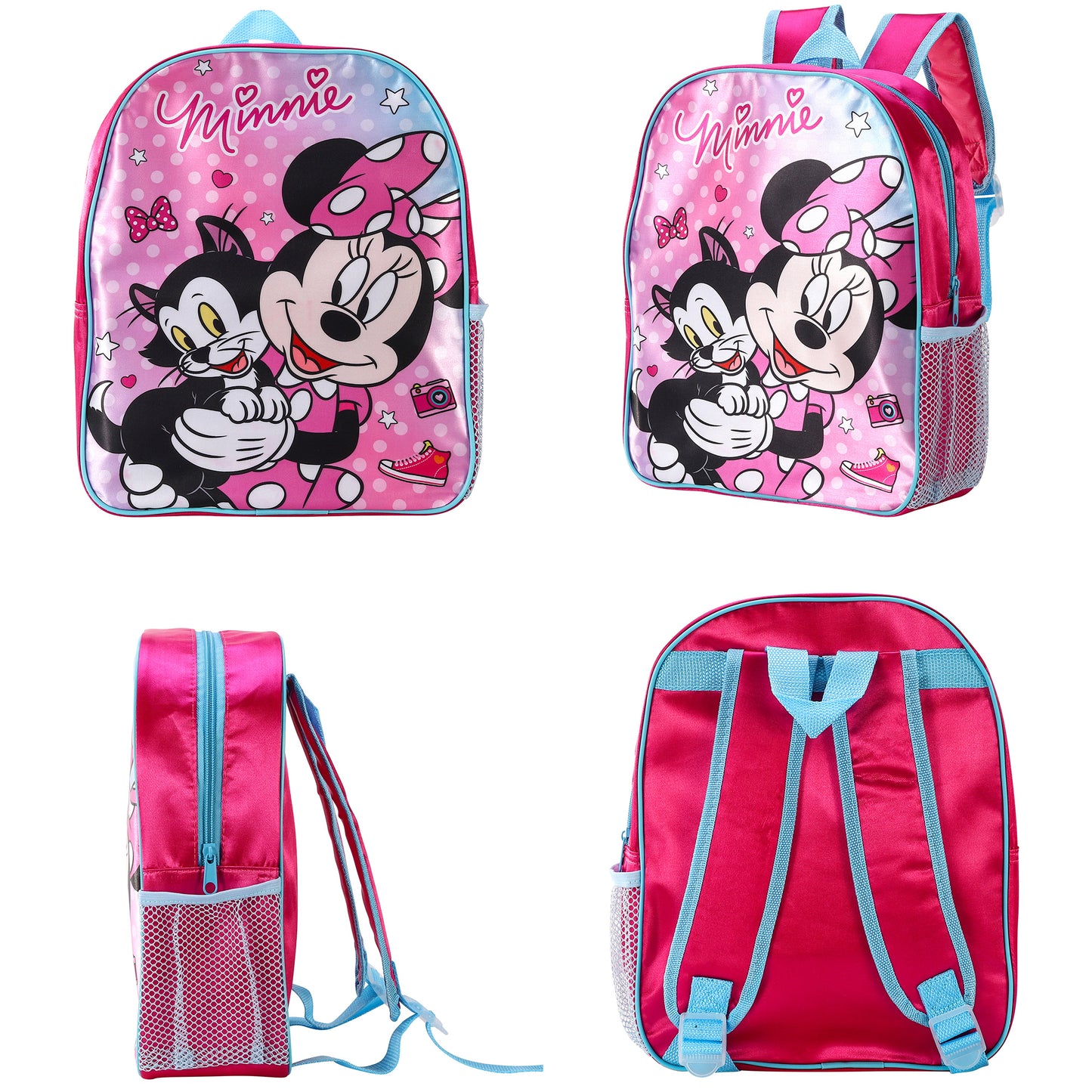 Disney Minnie Mouse Kids Childrens Backpack School Rucksack Travel Bag Boys Girls with side mesh pocket Boys Girls