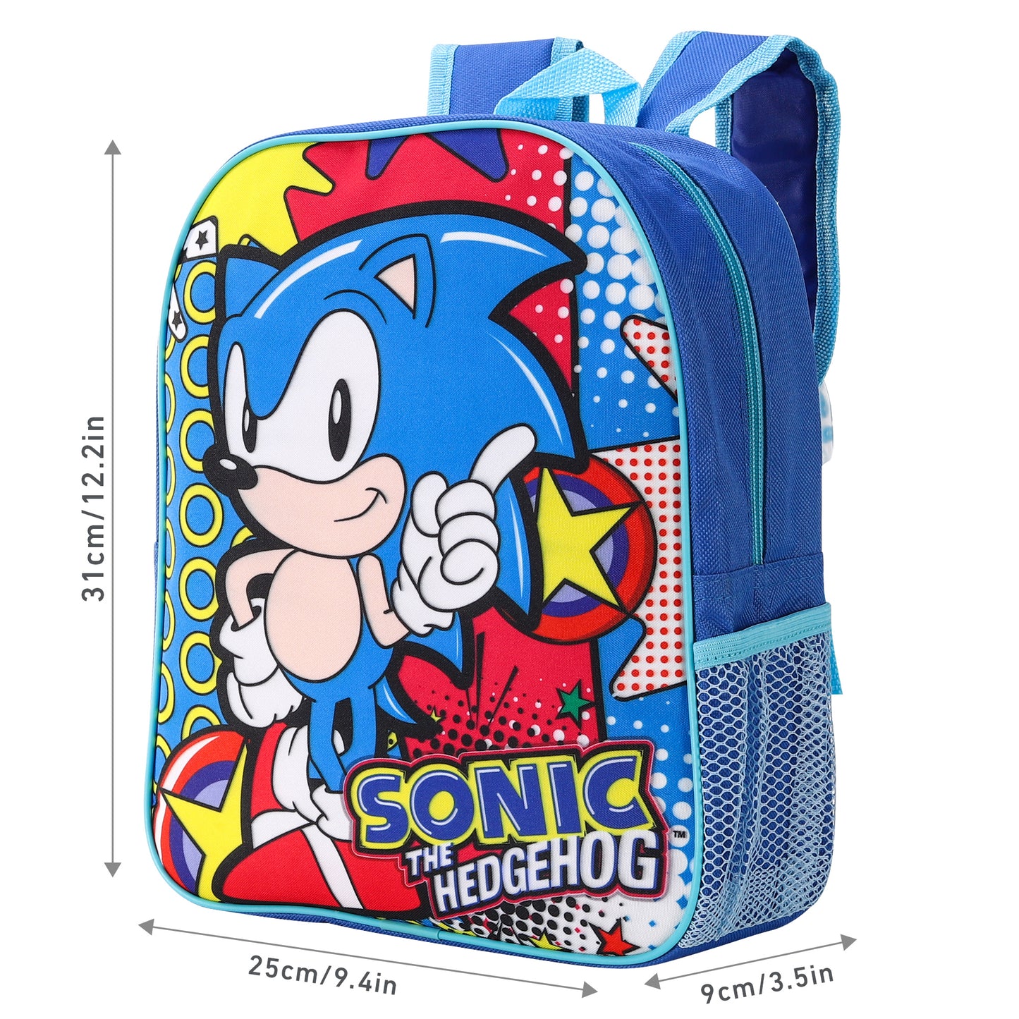 Sonic the Hedgehog Kids Childrens Backpack School Rucksack Travel Bag Boys Girls with side mesh pocket Boys Girls