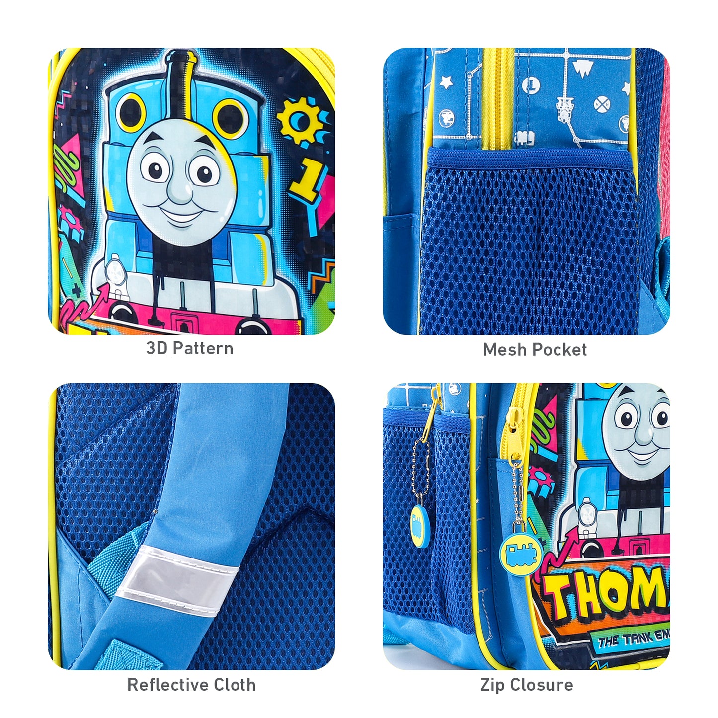 Thomas the Tank Engine Kids Childrens Premium Backpack School Rucksack Travel Bag with side mesh pockets and front zipped pocket, Multicolour