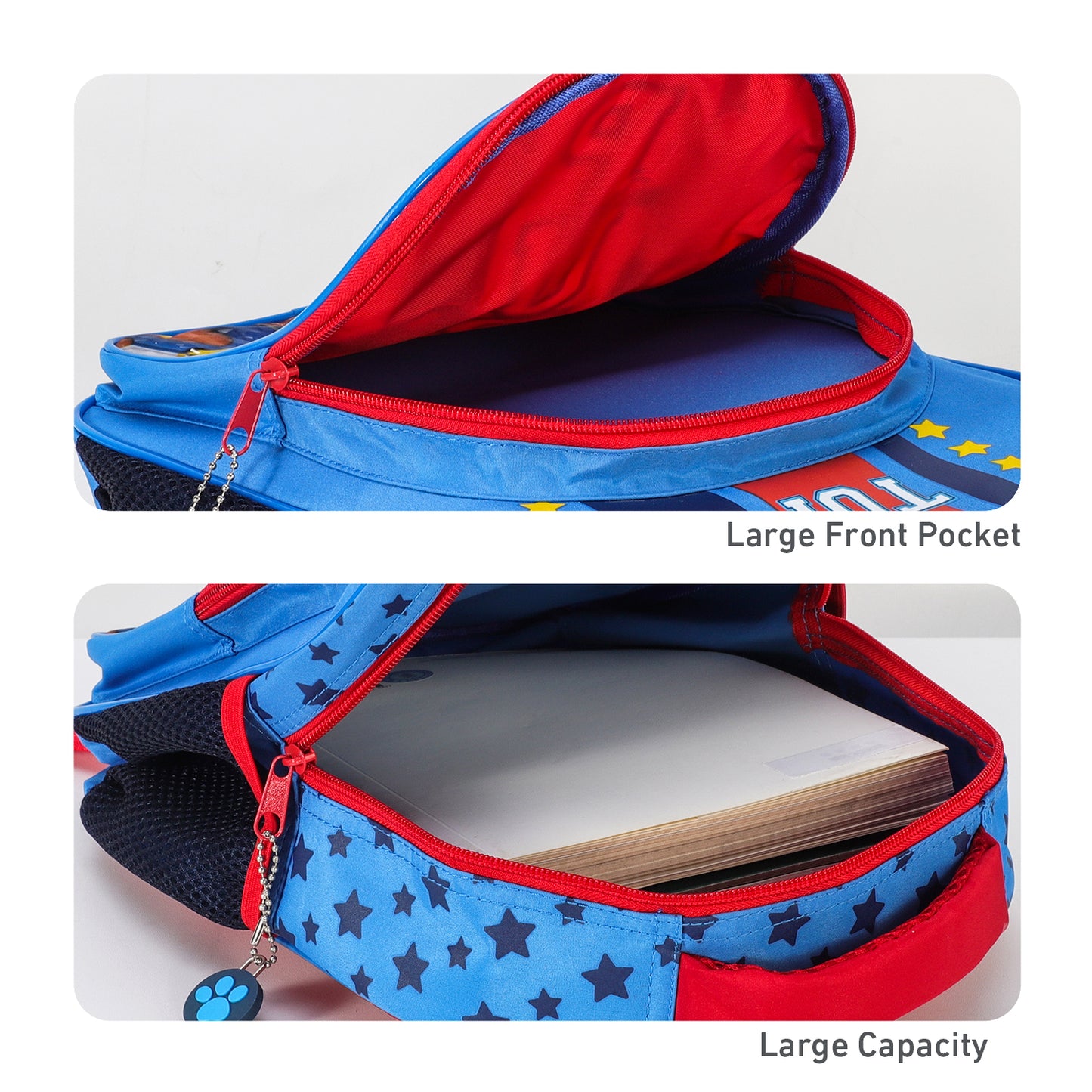 Paw Patrol Kids Childrens Premium Backpack School Rucksack Travel Bag with side mesh pockets and front zipped pocket, Multicolour