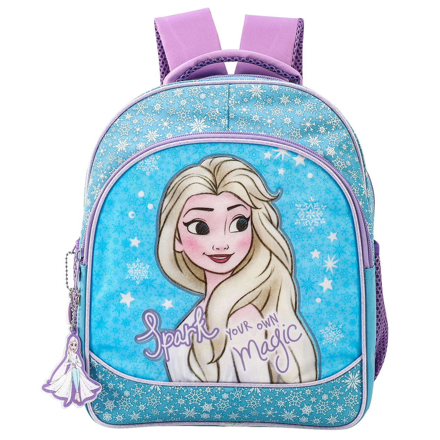 Frozen Kids Childrens Premium Backpack School Rucksack Travel Bag with side mesh pockets and front zipped pocket, Multicolour