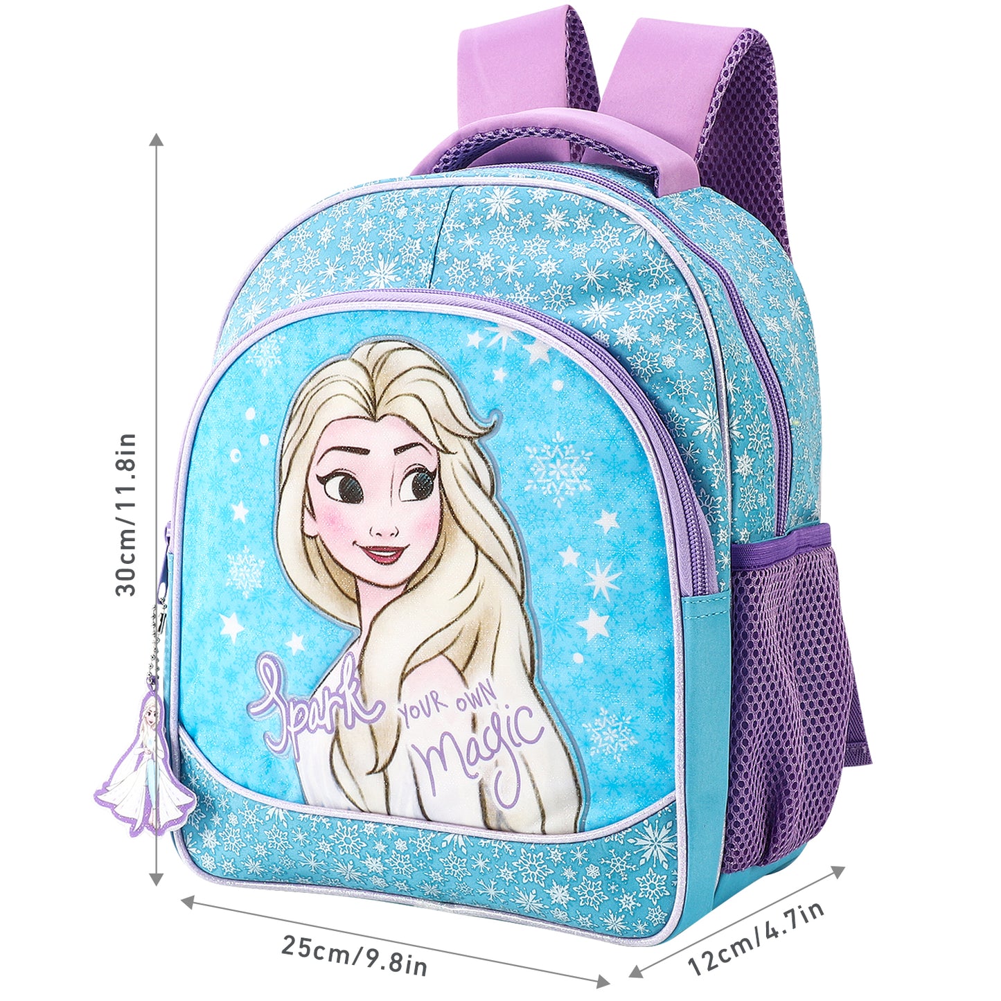 Frozen Kids Childrens Premium Backpack School Rucksack Travel Bag with side mesh pockets and front zipped pocket, Multicolour
