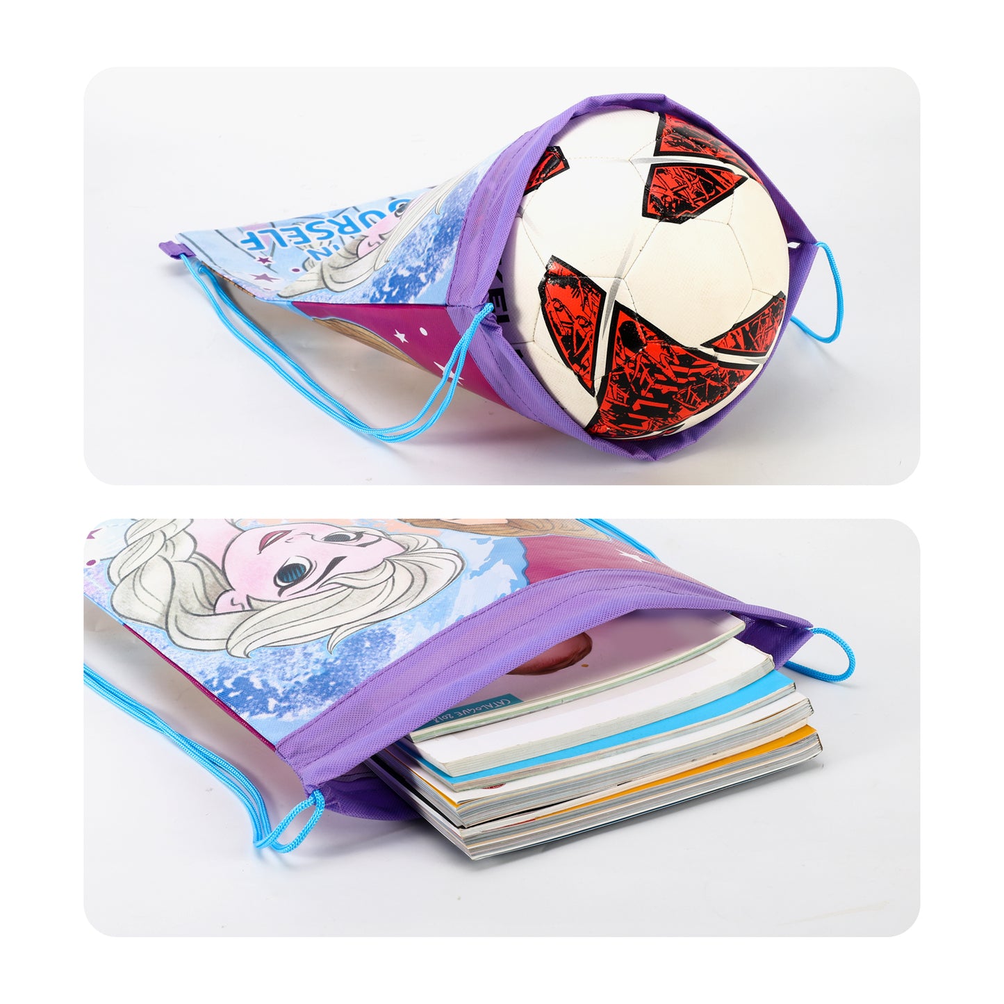 Frozen Kids Drawstring PE Swimming Football Sports Travel Gym School Bag Lightweight Multicolour