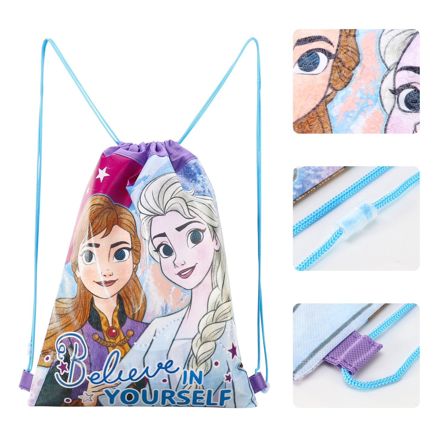 Frozen Kids Drawstring PE Swimming Football Sports Travel Gym School Bag Lightweight Multicolour