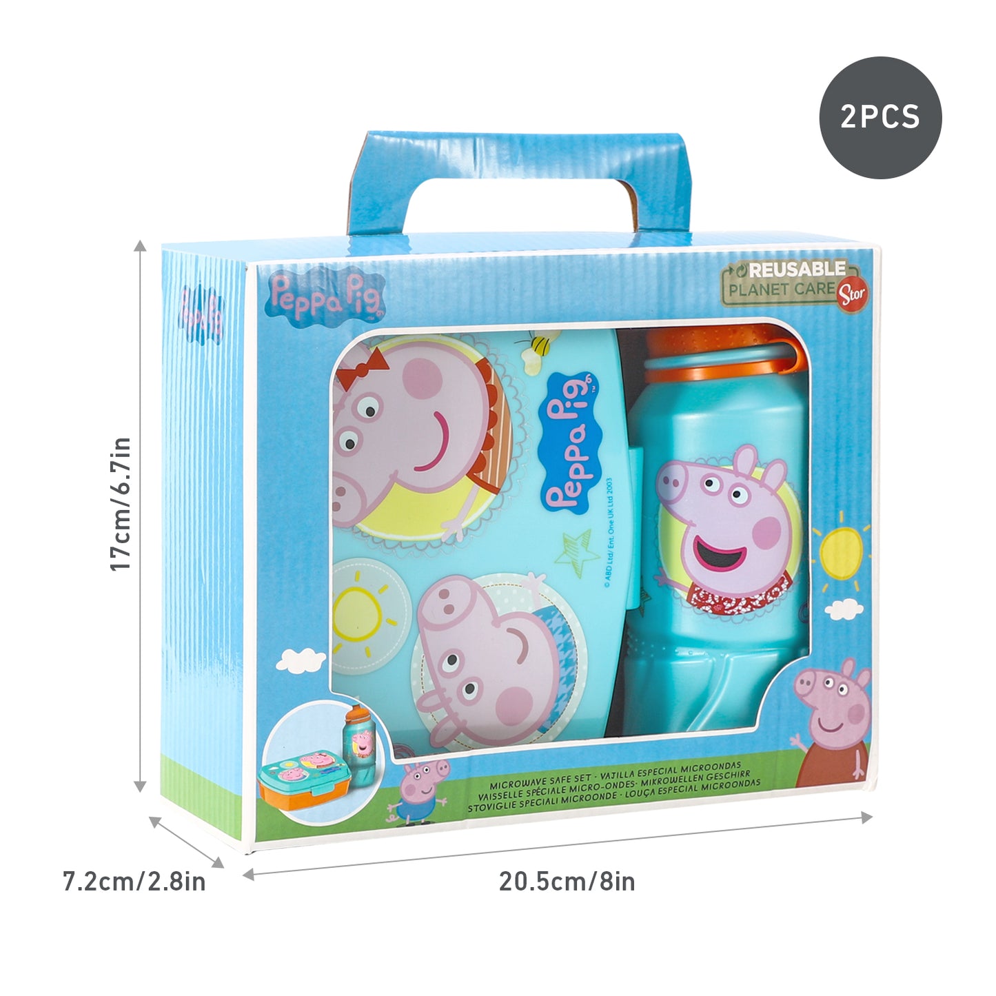 Peppa Pig Lunch Box and 400ml Drinking Bottle for Kids Children School Travel, BPA Free