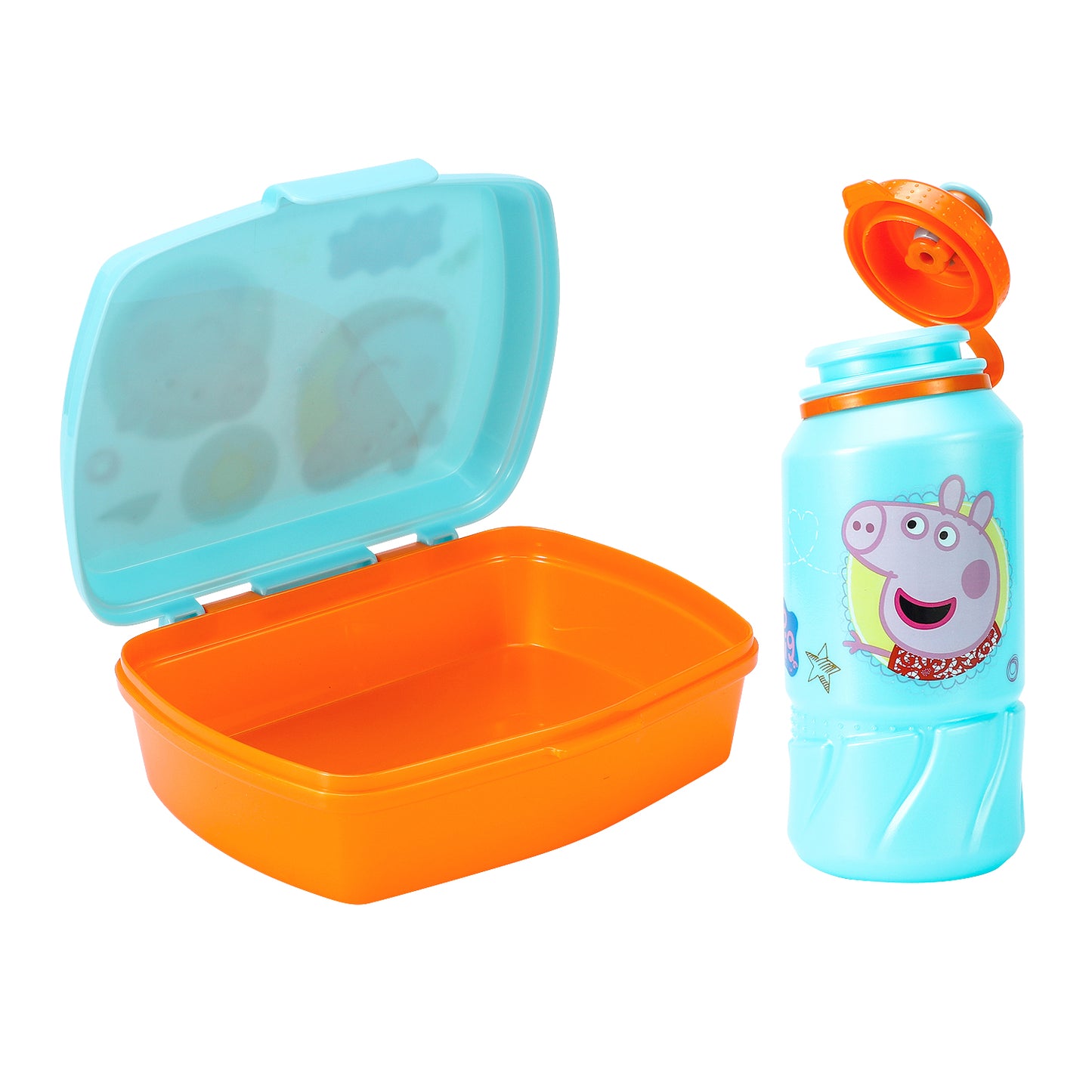 Peppa Pig Lunch Box and 400ml Drinking Bottle for Kids Children School Travel, BPA Free