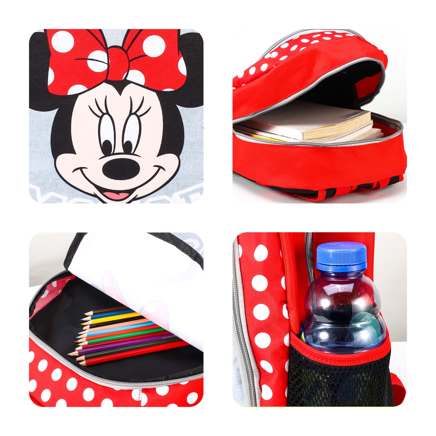 Unisex Kid's Minnie Mouse Backpack Primary School Adaptable to Cart, Ergonomic Back and Adjustable Handles Material, Multicoloured, Normalh pocket Boys Girls