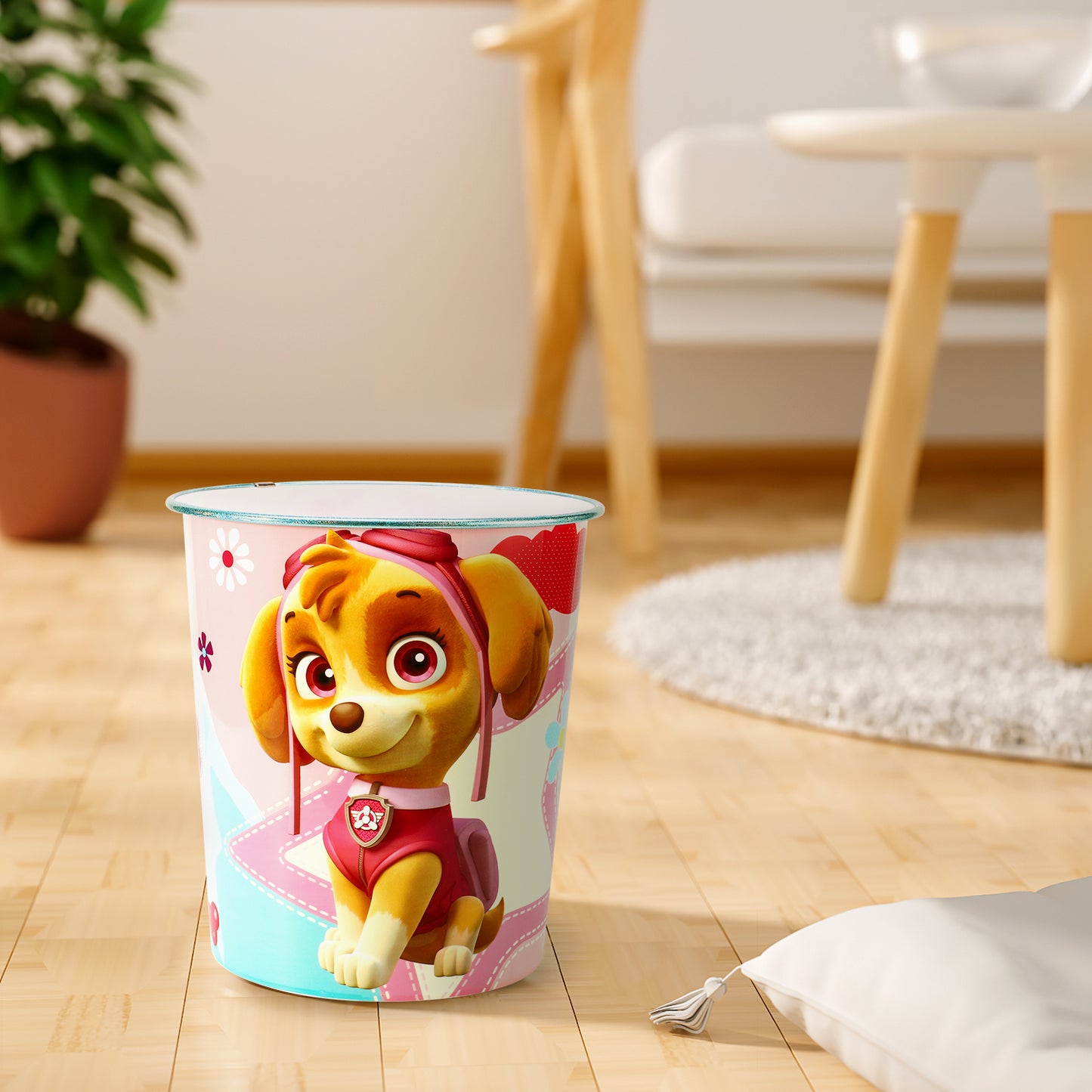 Paw Patrol Girl Kids Childrens Waste Bucket Paper Bin Basket for Bedroom Study Desk Dustbin