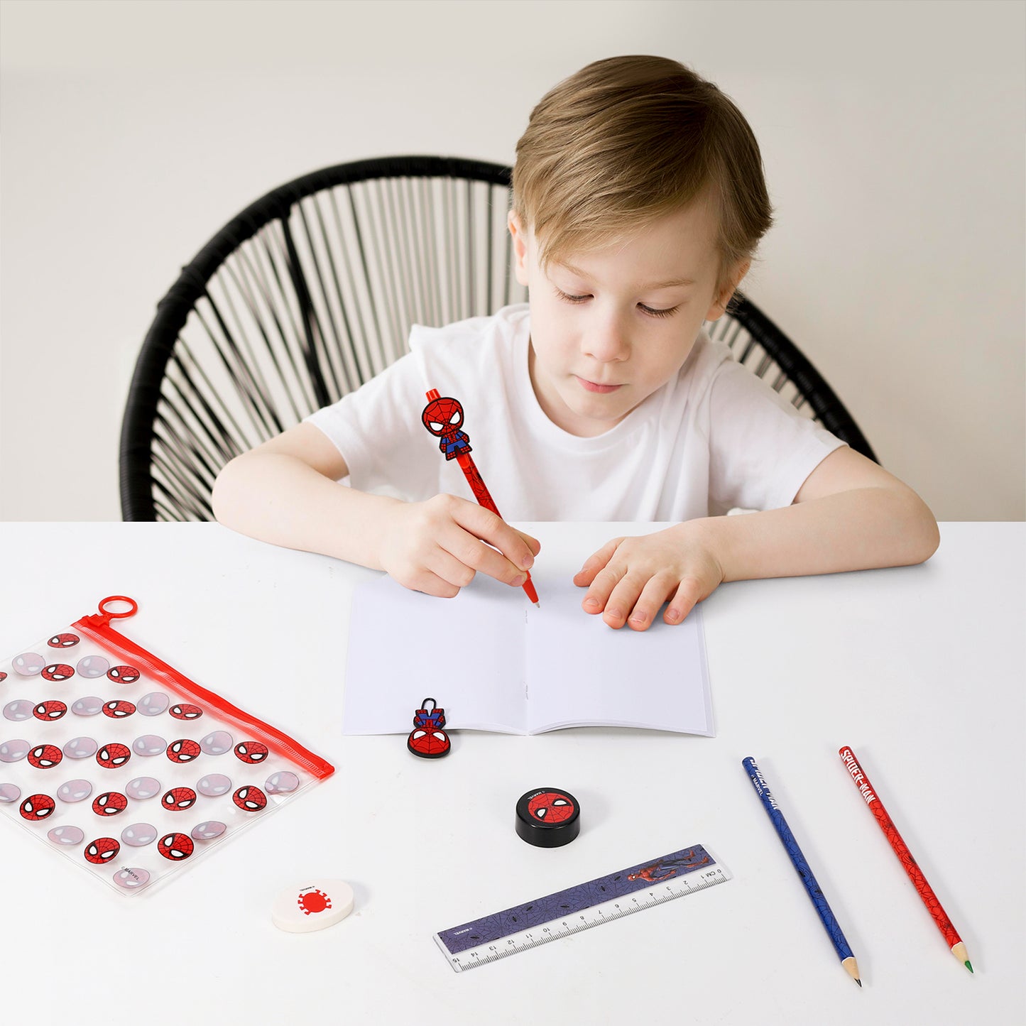 Spiderman 9pcs Transparent Filled Pencil Case Stationery Set Waterproof Boys Girls Kids Children School Travel Exam