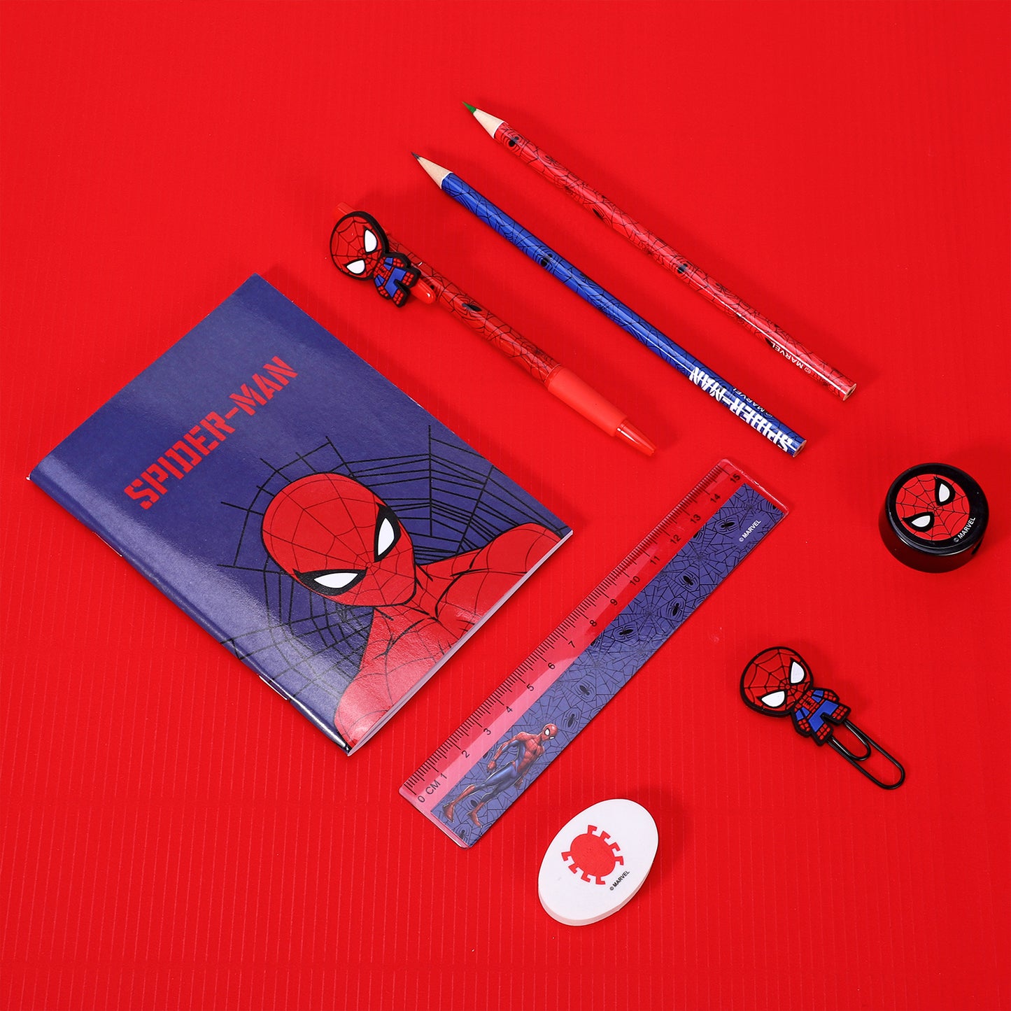 Spiderman 9pcs Transparent Filled Pencil Case Stationery Set Waterproof Boys Girls Kids Children School Travel Exam