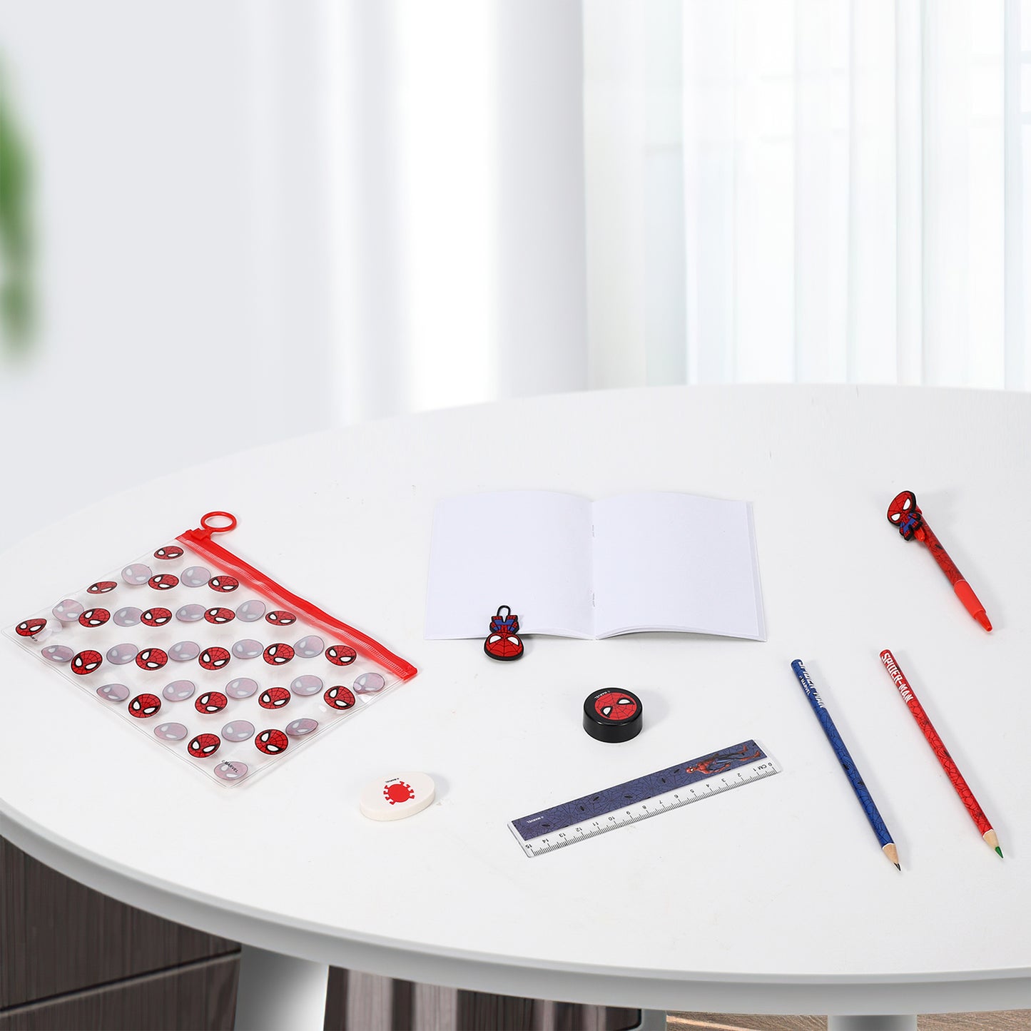 Spiderman 9pcs Transparent Filled Pencil Case Stationery Set Waterproof Boys Girls Kids Children School Travel Exam