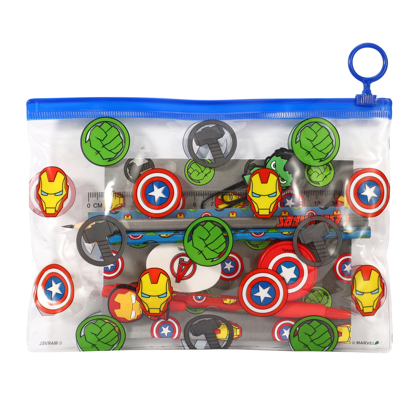Avengers 9pcs Transparent Filled Pencil Case Stationery Set Waterproof Boys Girls Kids Children School Travel Exam