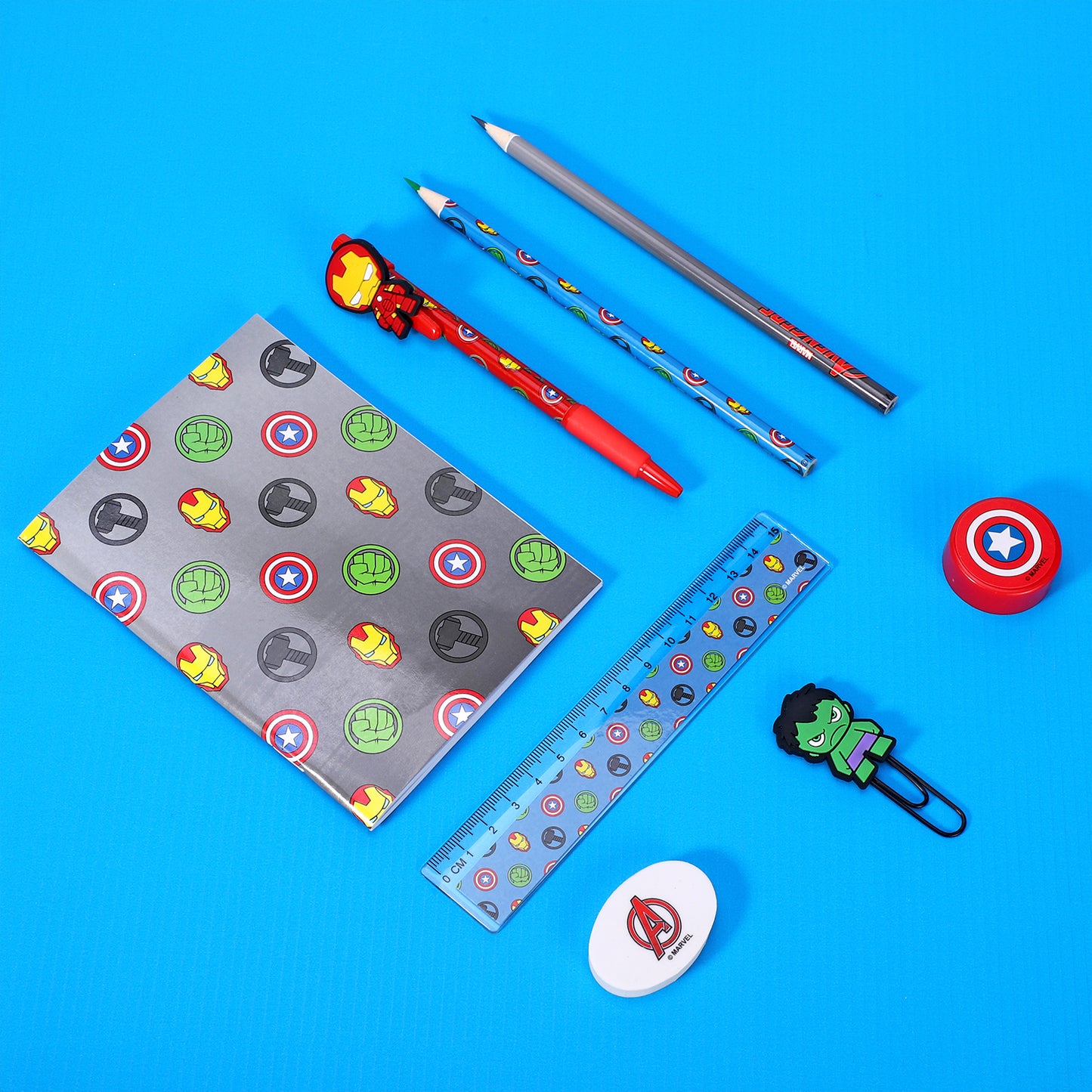 Avengers 9pcs Transparent Filled Pencil Case Stationery Set Waterproof Boys Girls Kids Children School Travel Exam