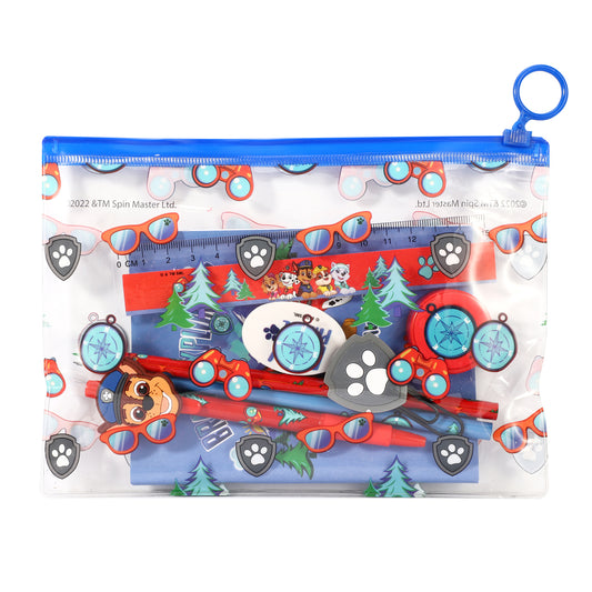 Paw Patrol 9pcs Transparent Filled Pencil Case Stationery Set Waterproof Boys Girls Kids Children School Travel Exam
