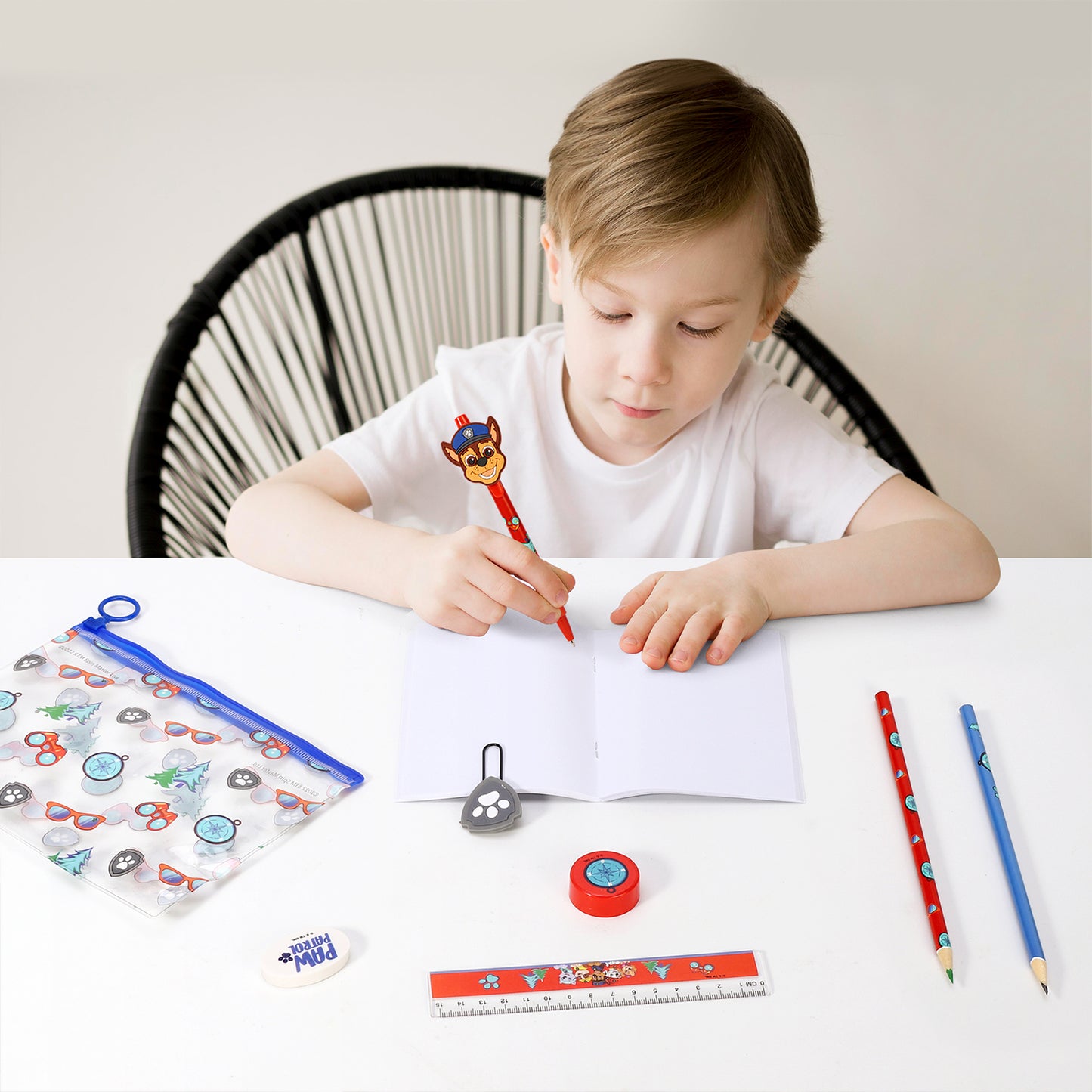 Paw Patrol 9pcs Transparent Filled Pencil Case Stationery Set Waterproof Boys Girls Kids Children School Travel Exam