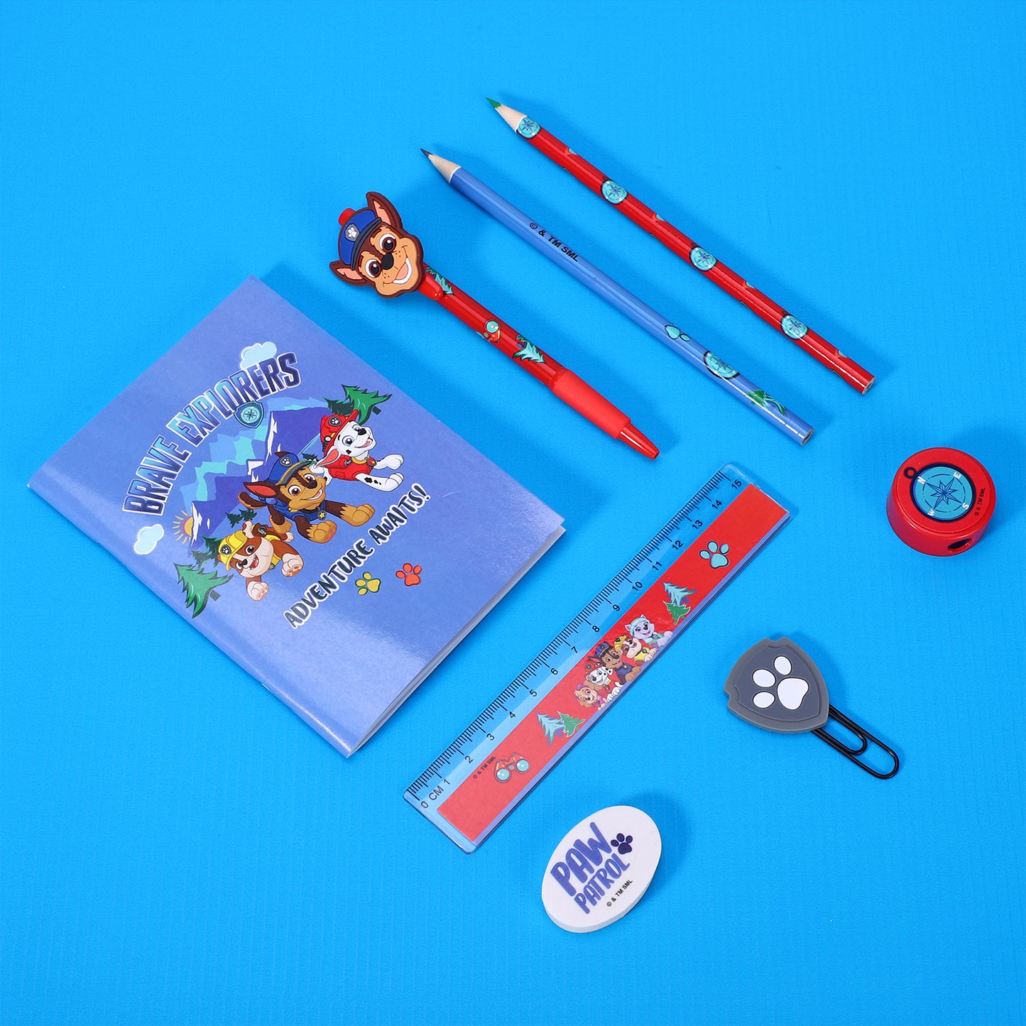 Paw Patrol 9pcs Transparent Filled Pencil Case Stationery Set Waterproof Boys Girls Kids Children School Travel Exam