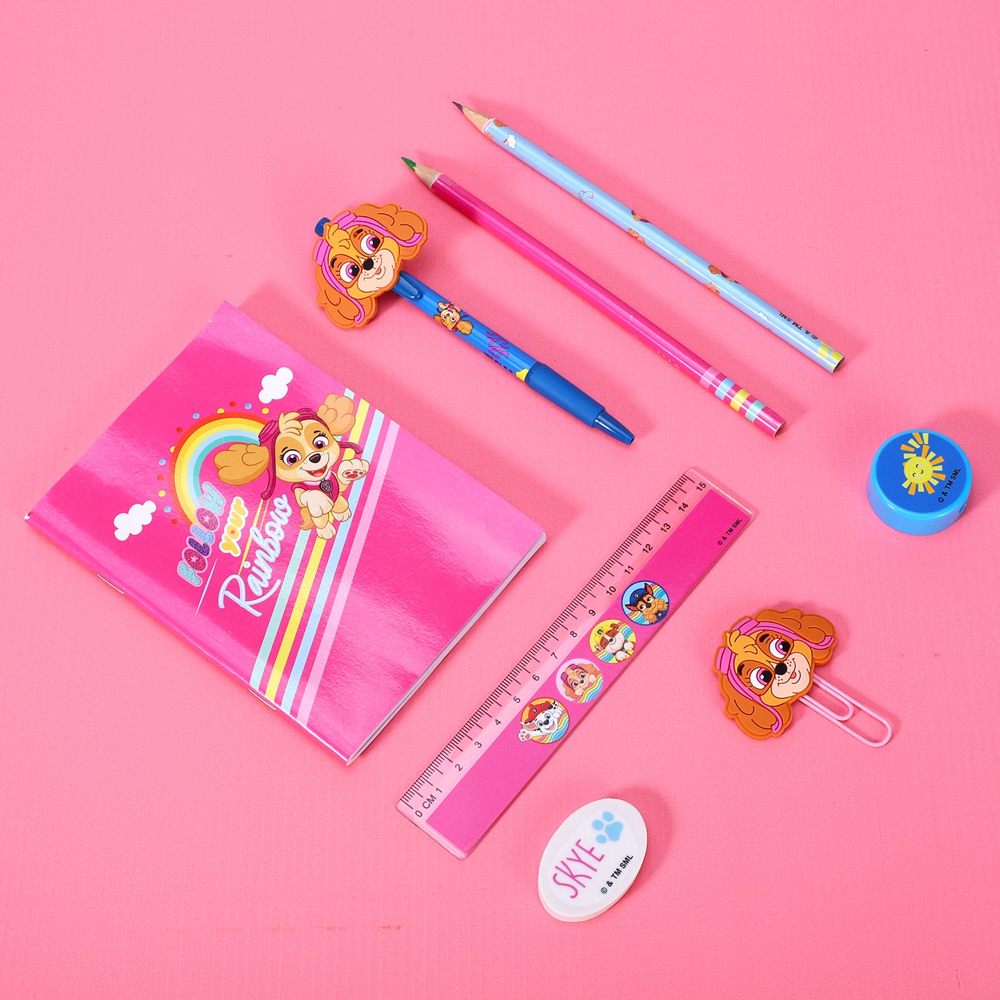 Paw Patrol 9pcs Transparent Filled Pencil Case Stationery Set Waterproof Boys Girls Kids Children School Travel Exam