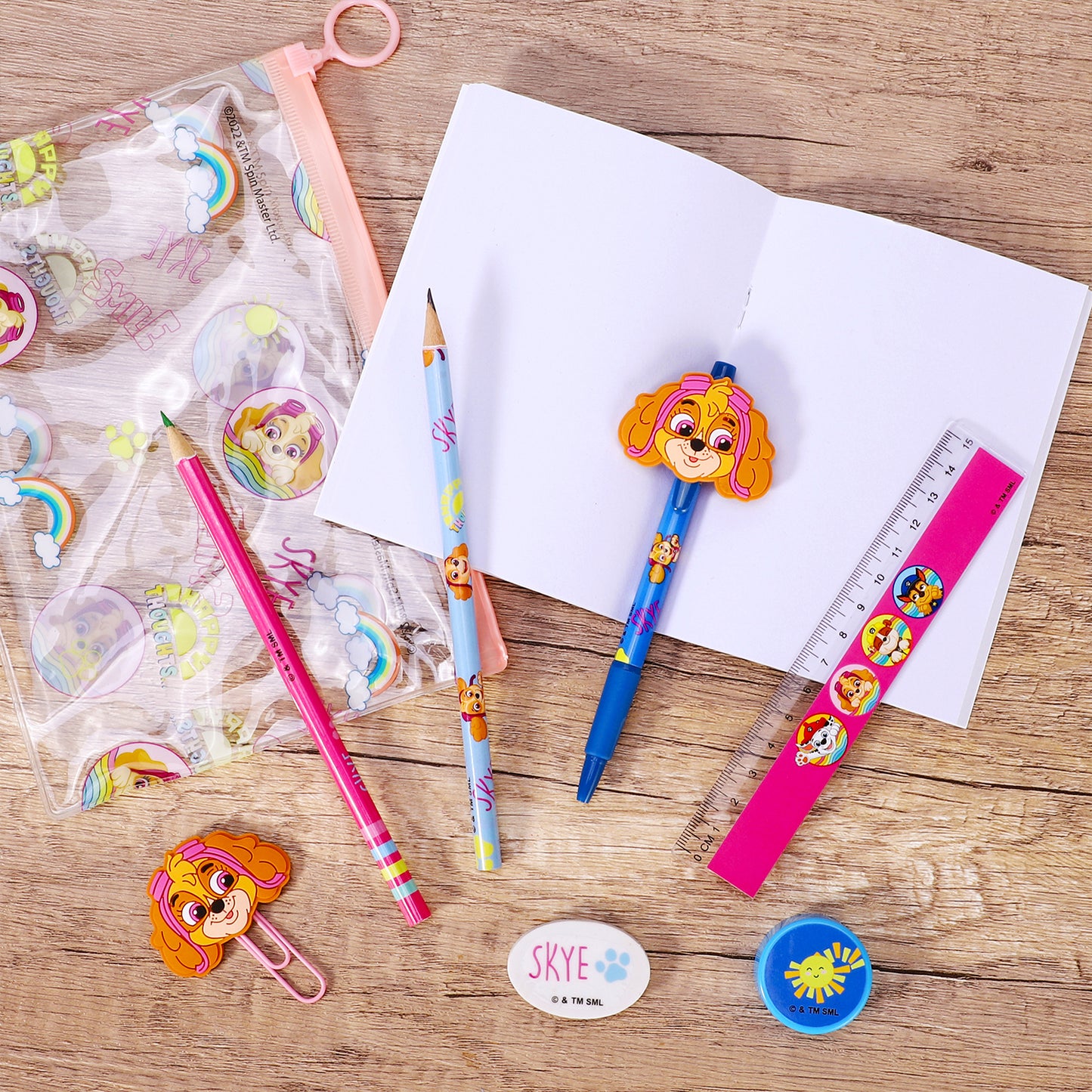 Paw Patrol 9pcs Transparent Filled Pencil Case Stationery Set Waterproof Boys Girls Kids Children School Travel Exam