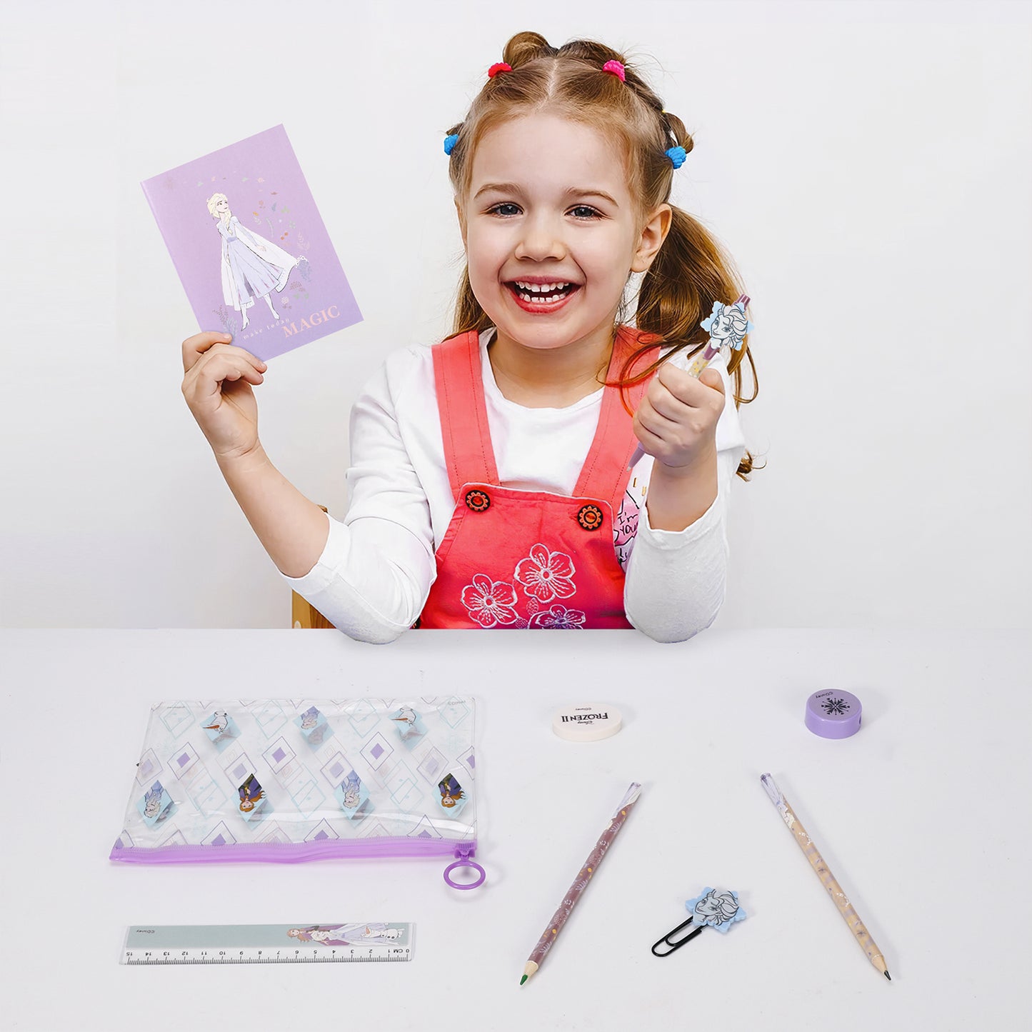 Frozen 9pcs Transparent Filled Pencil Case Stationery Set Waterproof Boys Girls Kids Children School Travel Exam