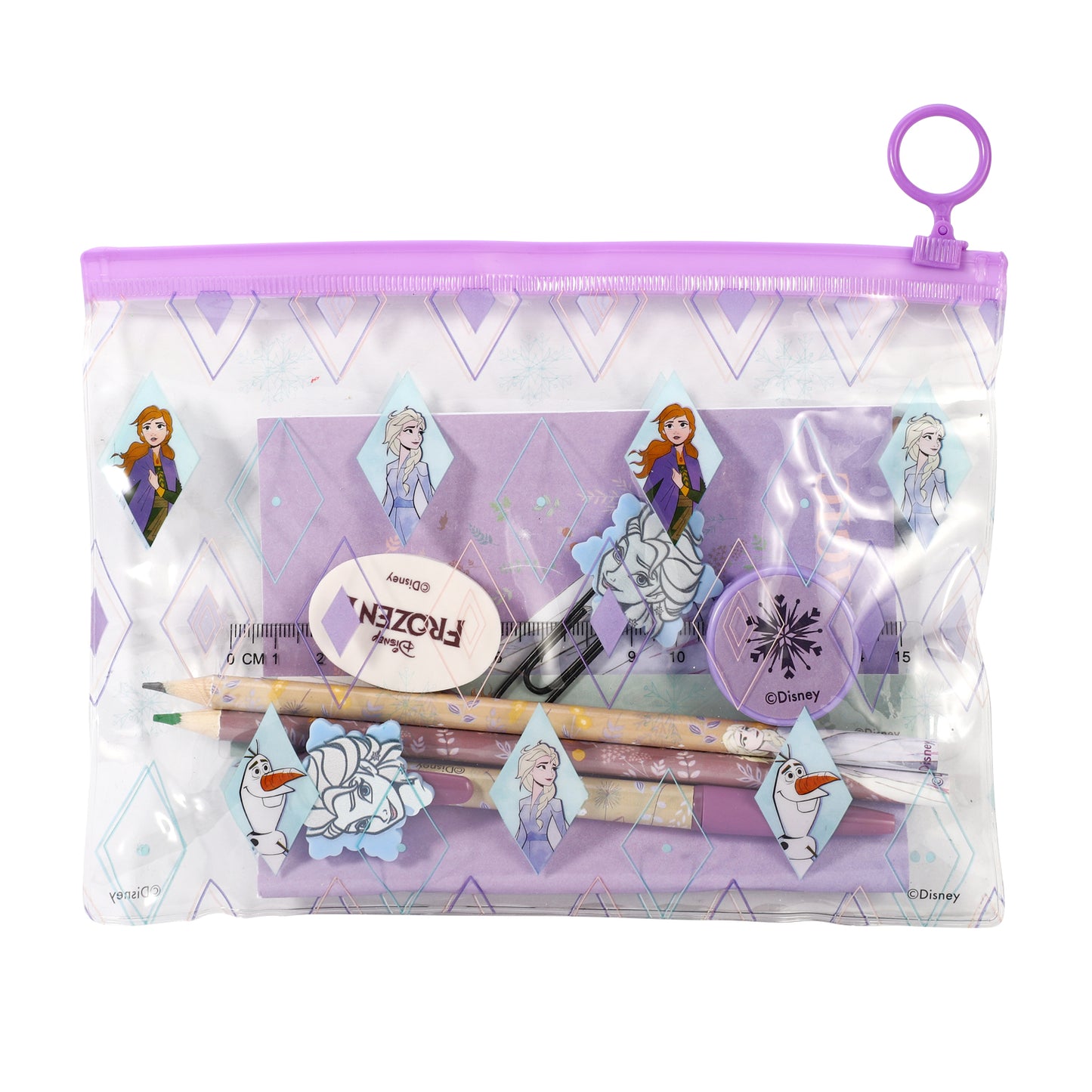 Frozen 9pcs Transparent Filled Pencil Case Stationery Set Waterproof Boys Girls Kids Children School Travel Exam