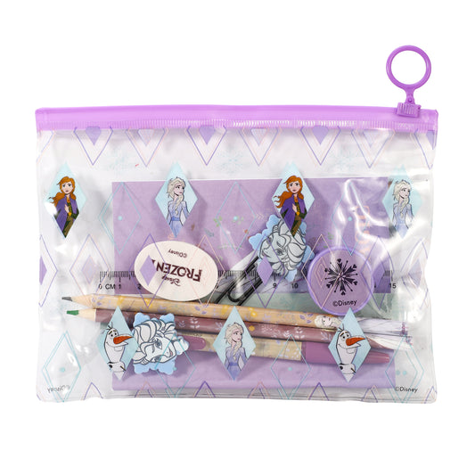 Frozen 9pcs Transparent Filled Pencil Case Stationery Set Waterproof Boys Girls Kids Children School Travel Exam