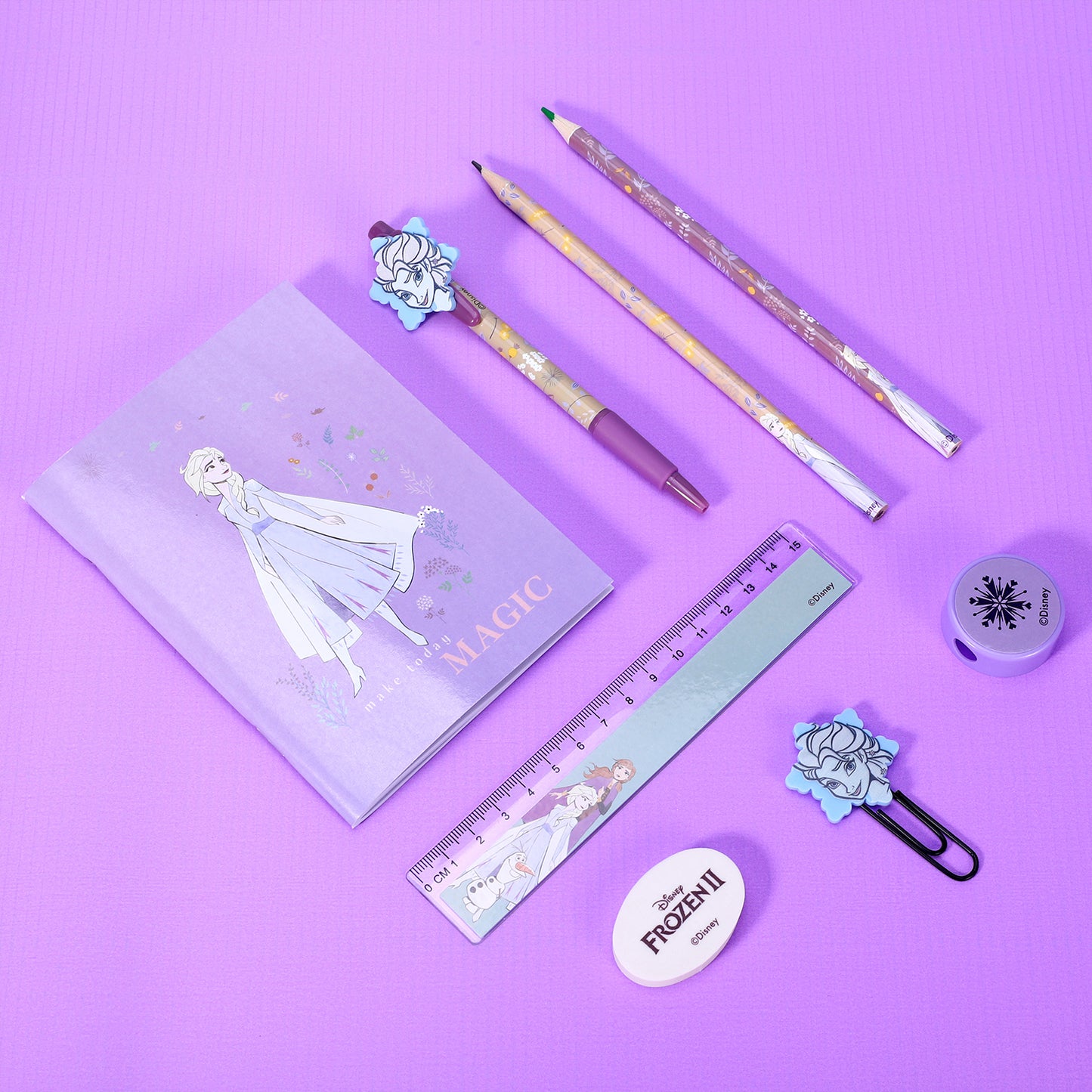 Frozen 9pcs Transparent Filled Pencil Case Stationery Set Waterproof Boys Girls Kids Children School Travel Exam