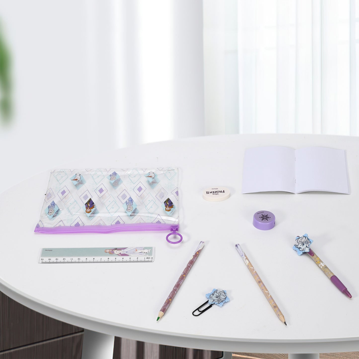 Frozen 9pcs Transparent Filled Pencil Case Stationery Set Waterproof Boys Girls Kids Children School Travel Exam